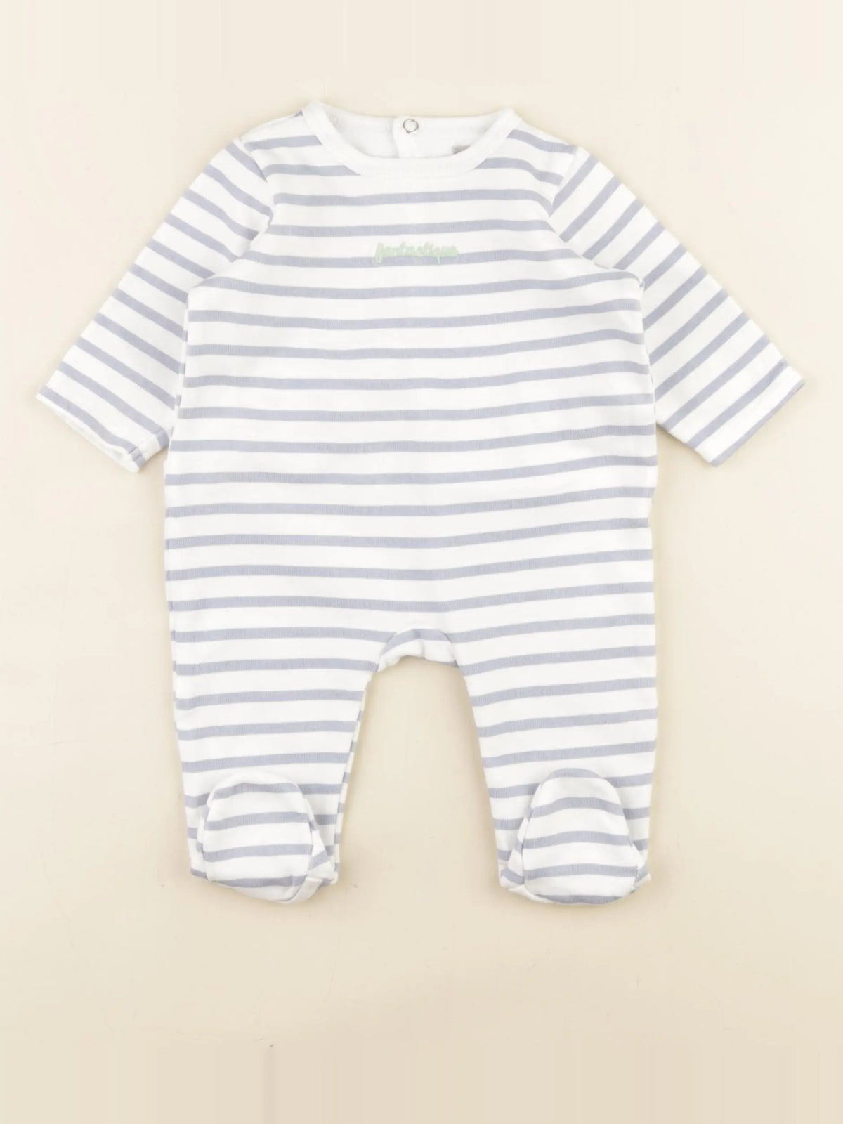 Boutchou - pyjama coton blanc, bleu - 3 mois