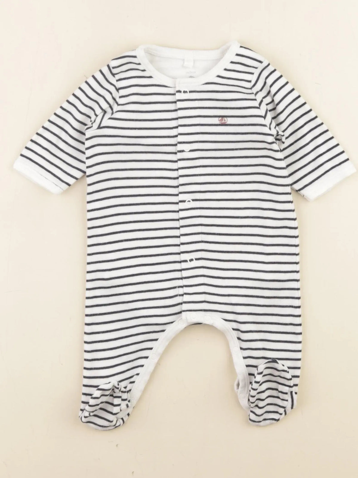 Petit Bateau - pyjama coton blanc, bleu - 1 mois