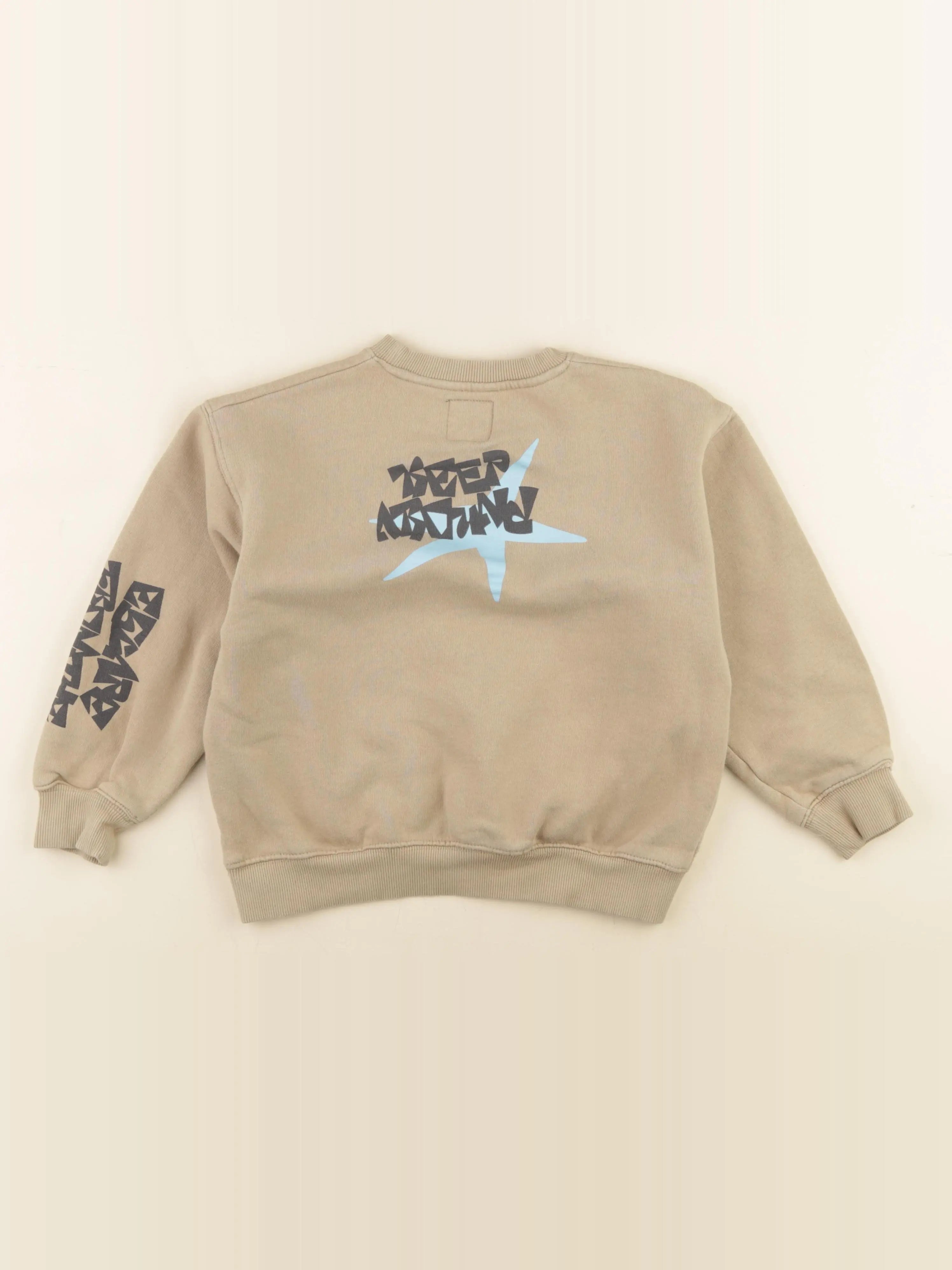 Zara - sweat imprimé au dos marron - 8/9 ans