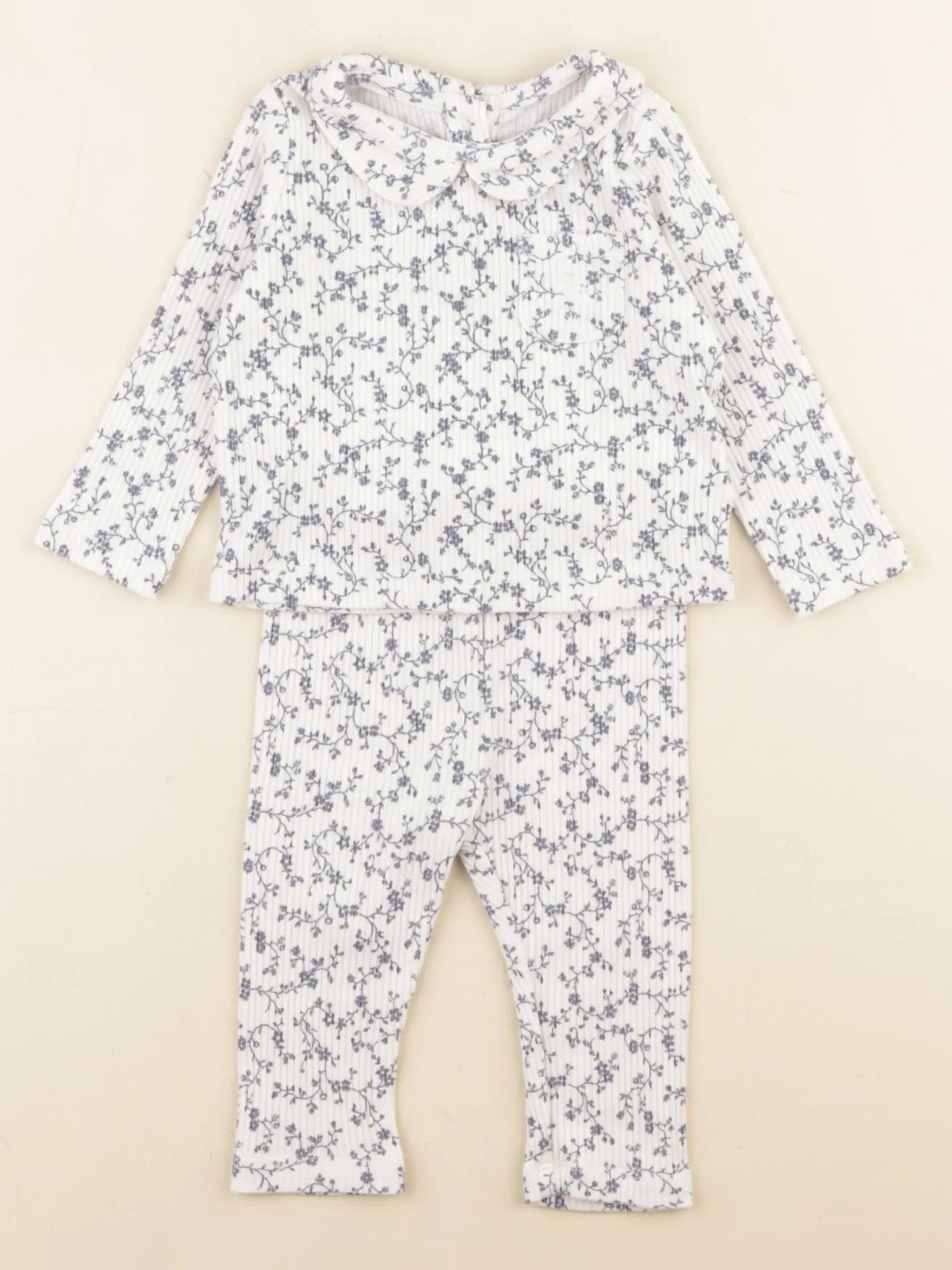 GAP - ensemble blanc, bleu - 3/6 mois