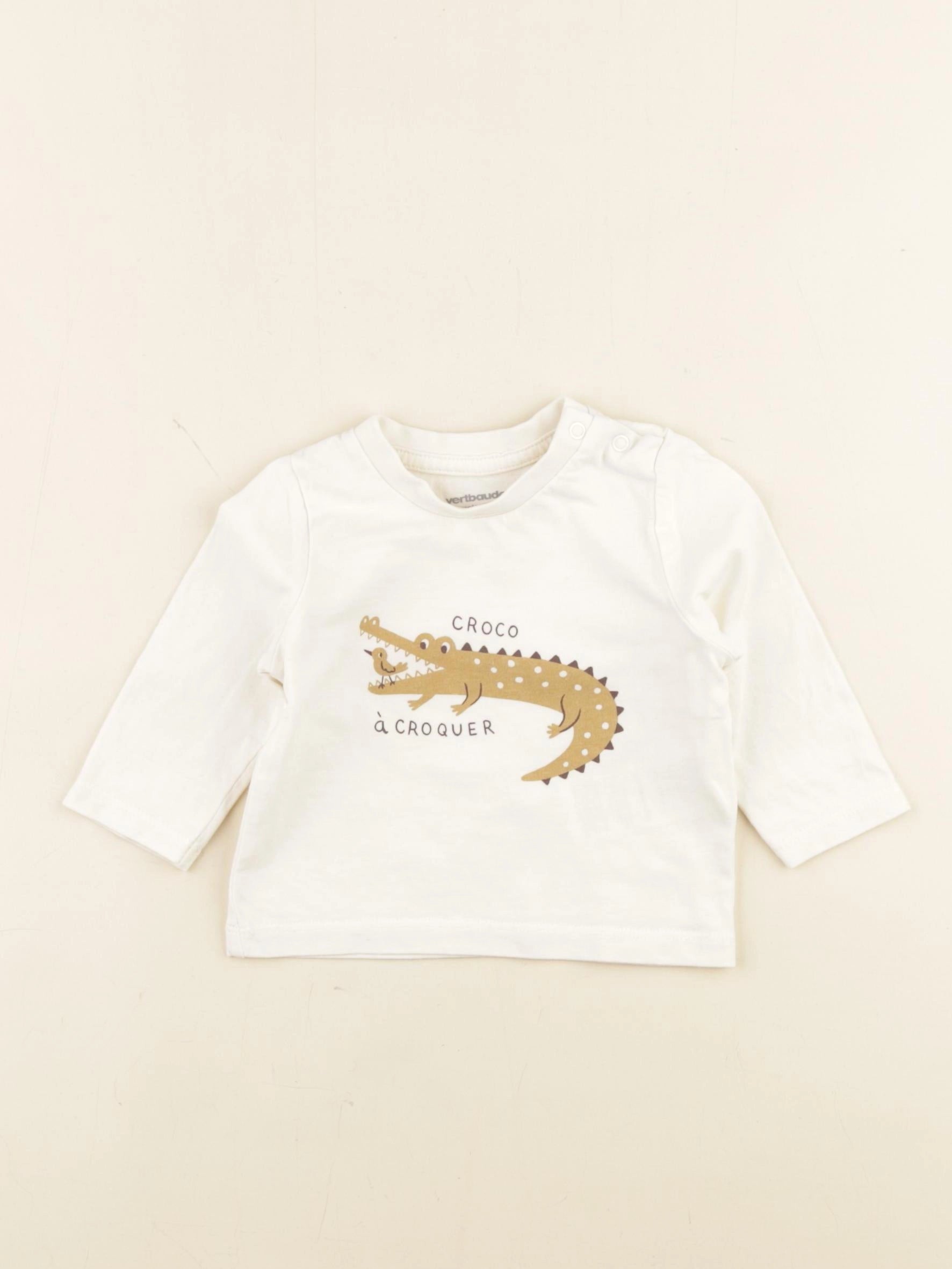 Vertbaudet - tee-shirt beige - 3 mois