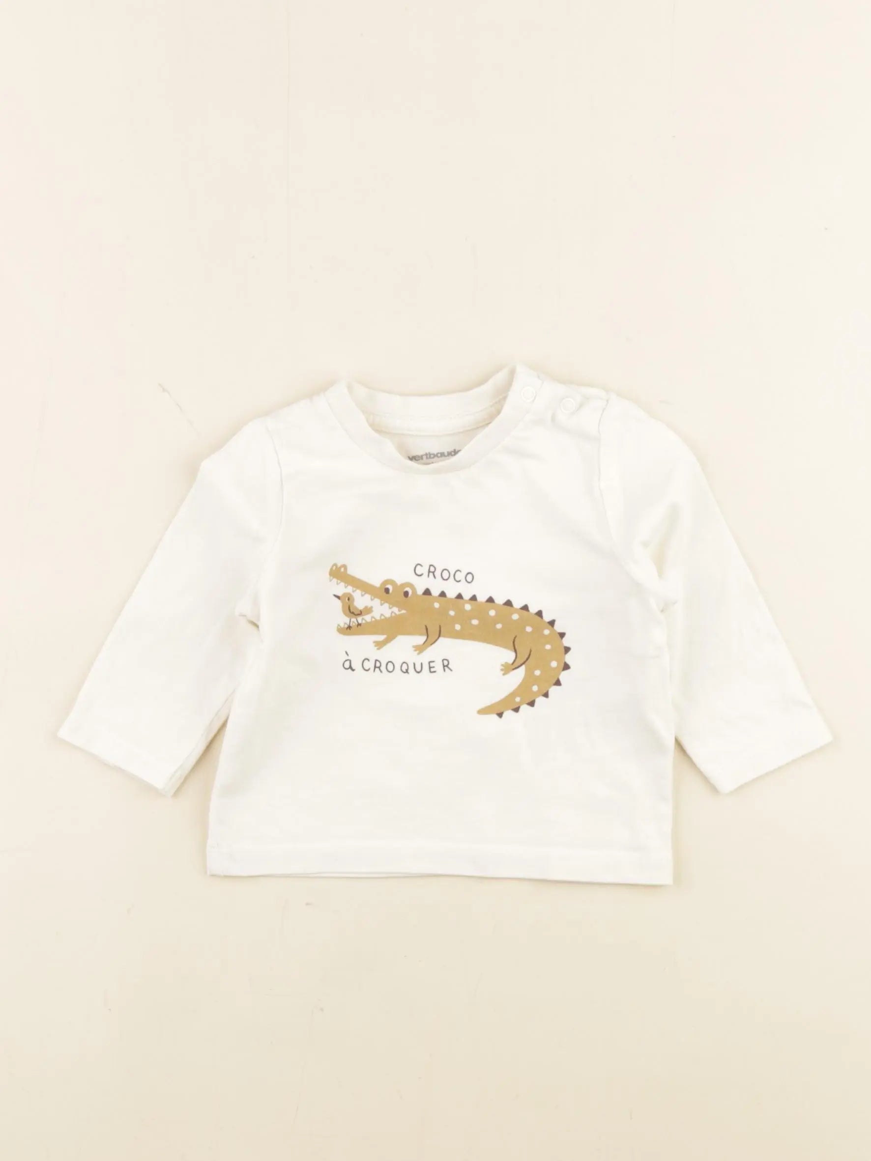 Vertbaudet - tee-shirt beige - 3 mois