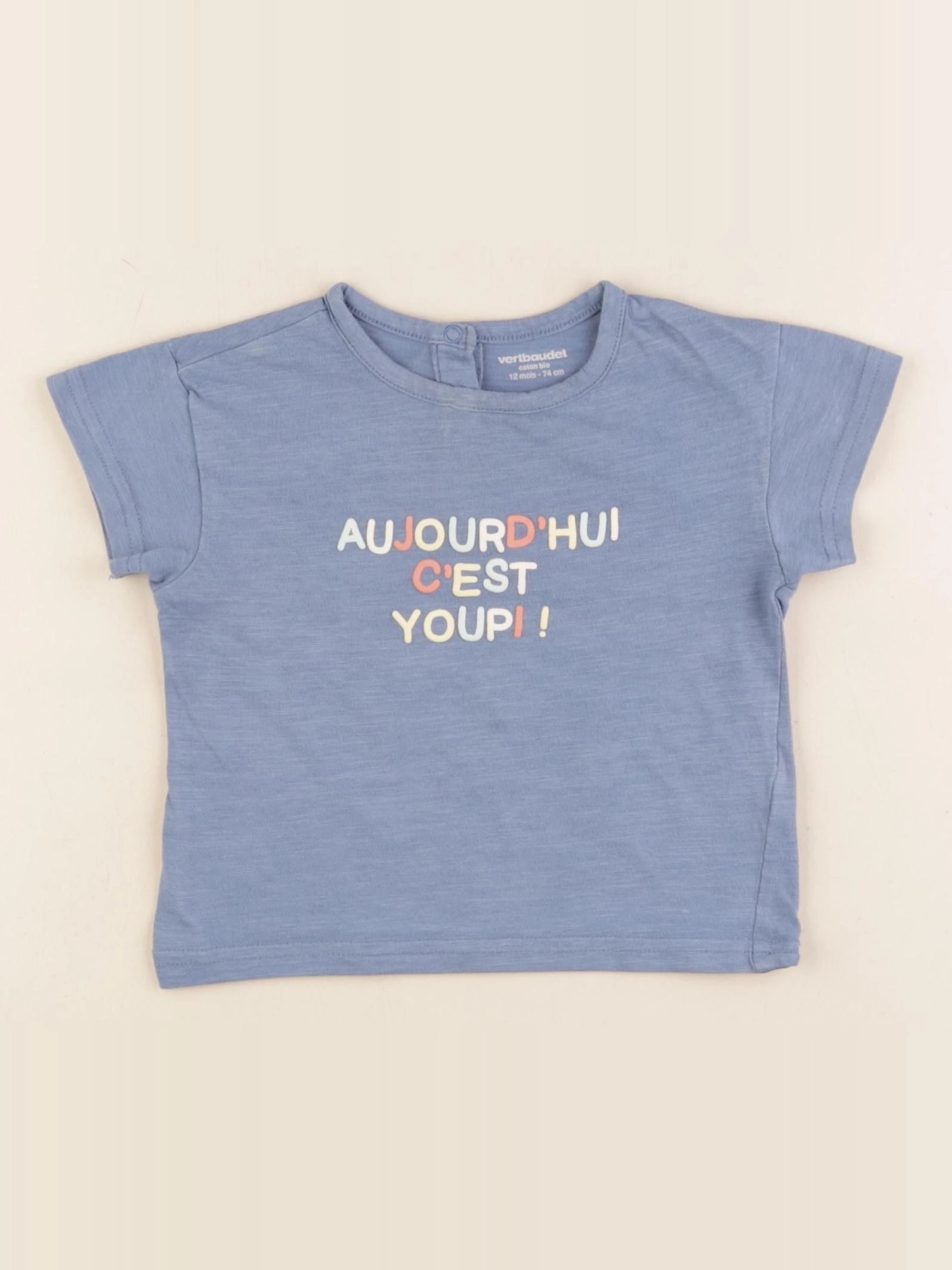 Vertbaudet - tee-shirt bleu - 12 mois