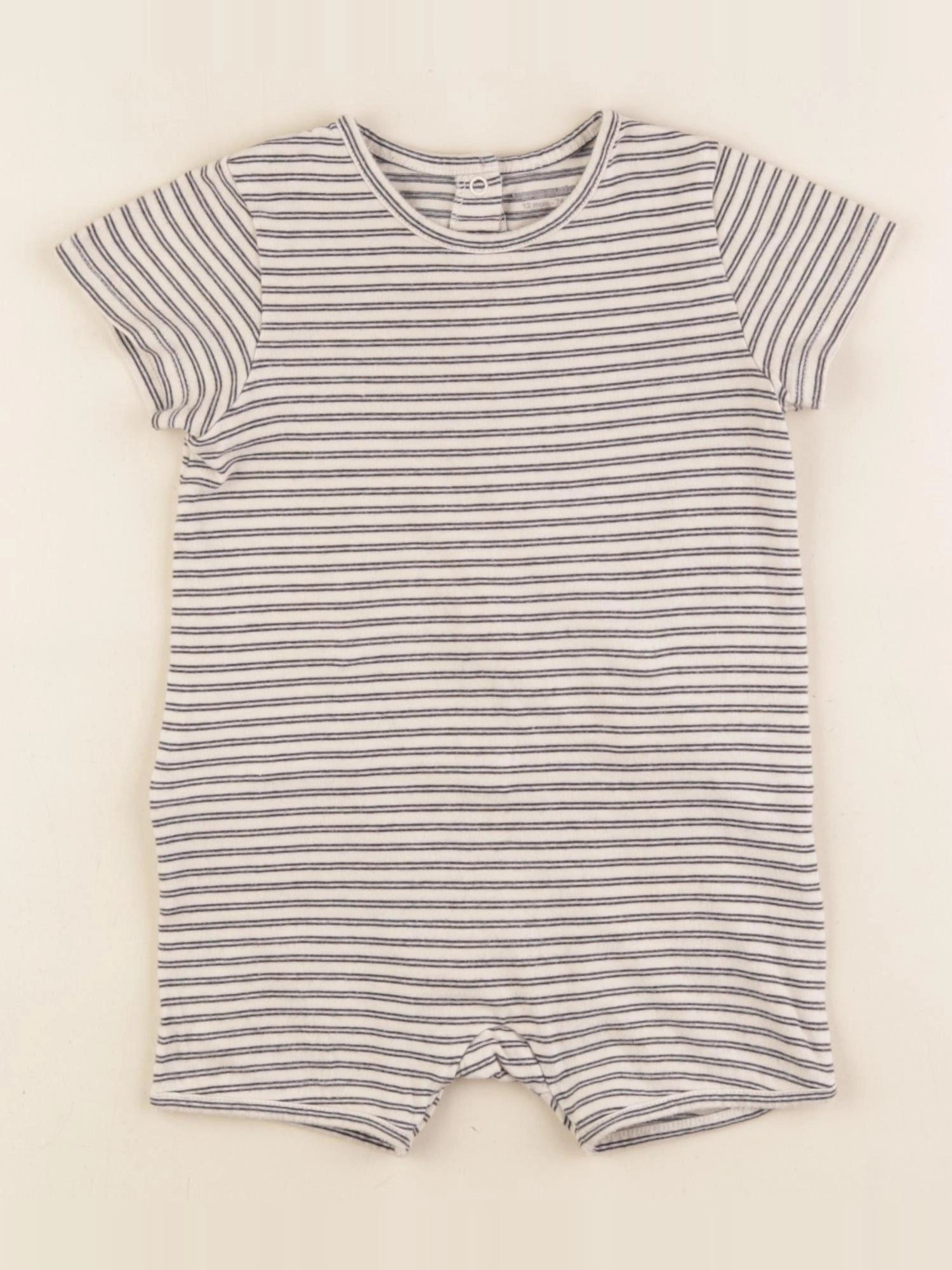 Vertbaudet - pyjama coton bleu, beige - 12 mois