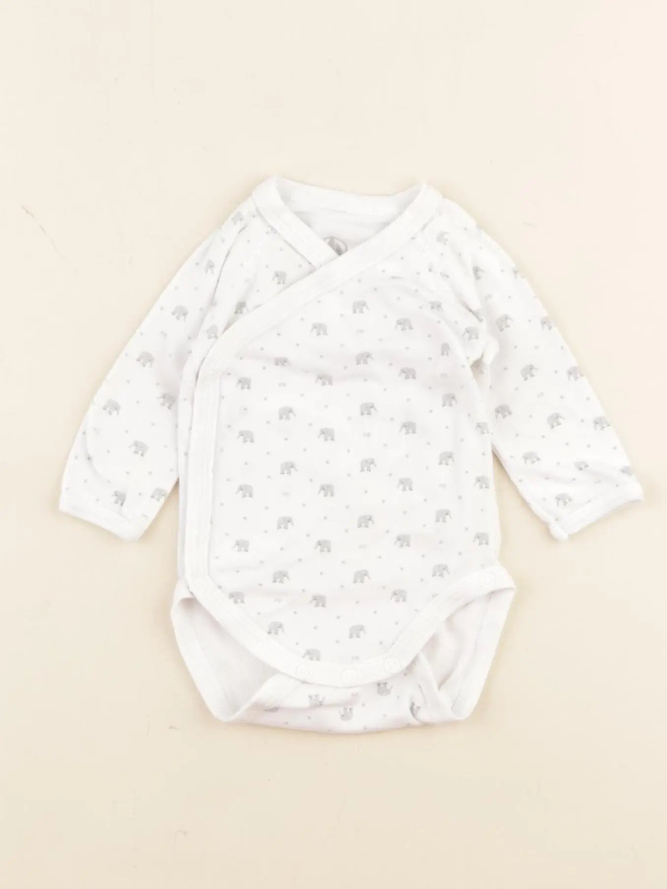 Petit Bateau - body blanc, gris - 1 mois