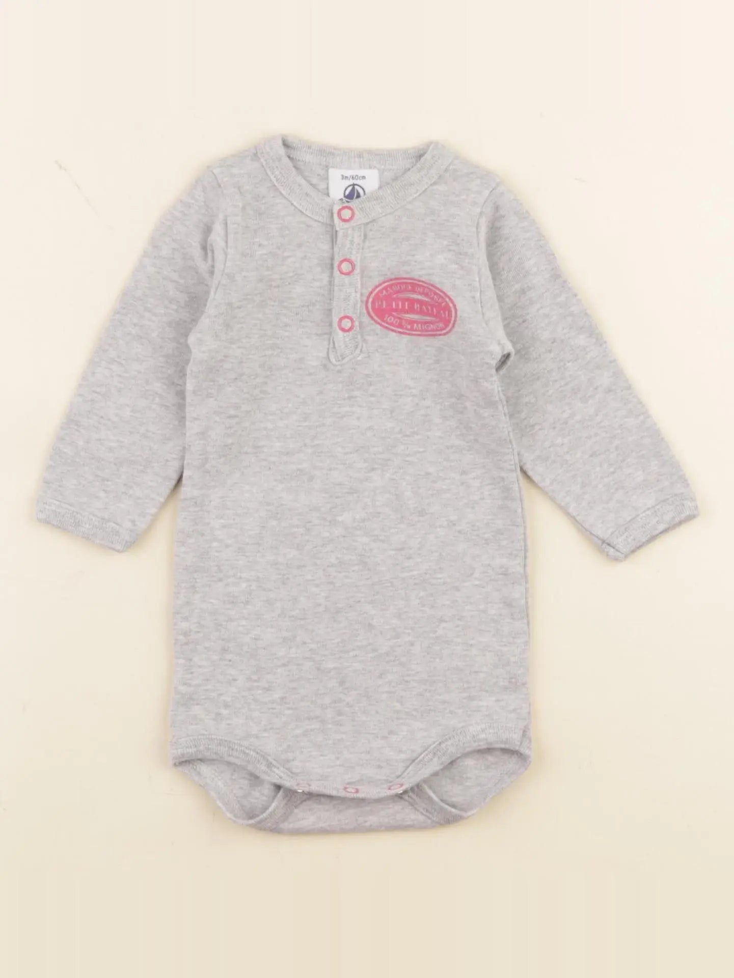 Petit Bateau - body gris - 3 mois