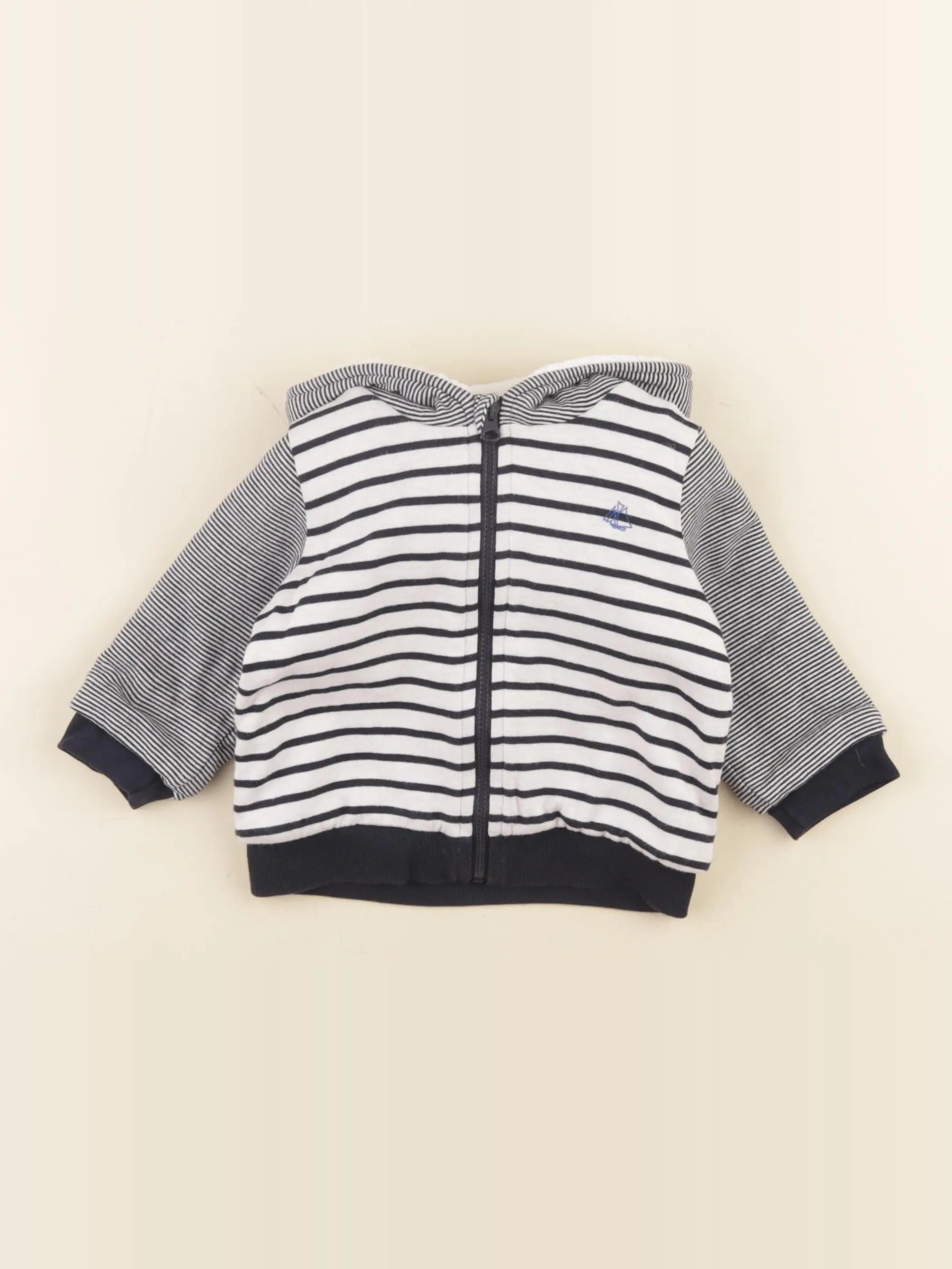 Petit Bateau - sweat bleu, blanc - 12 mois