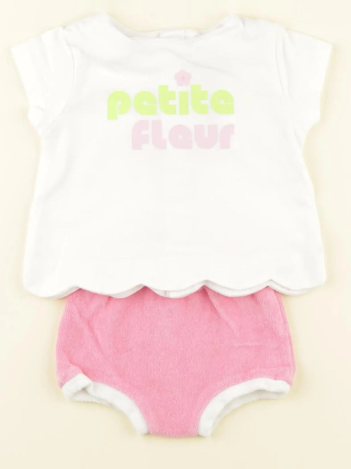 Jacadi - ensemble blanc, rose - 3 mois