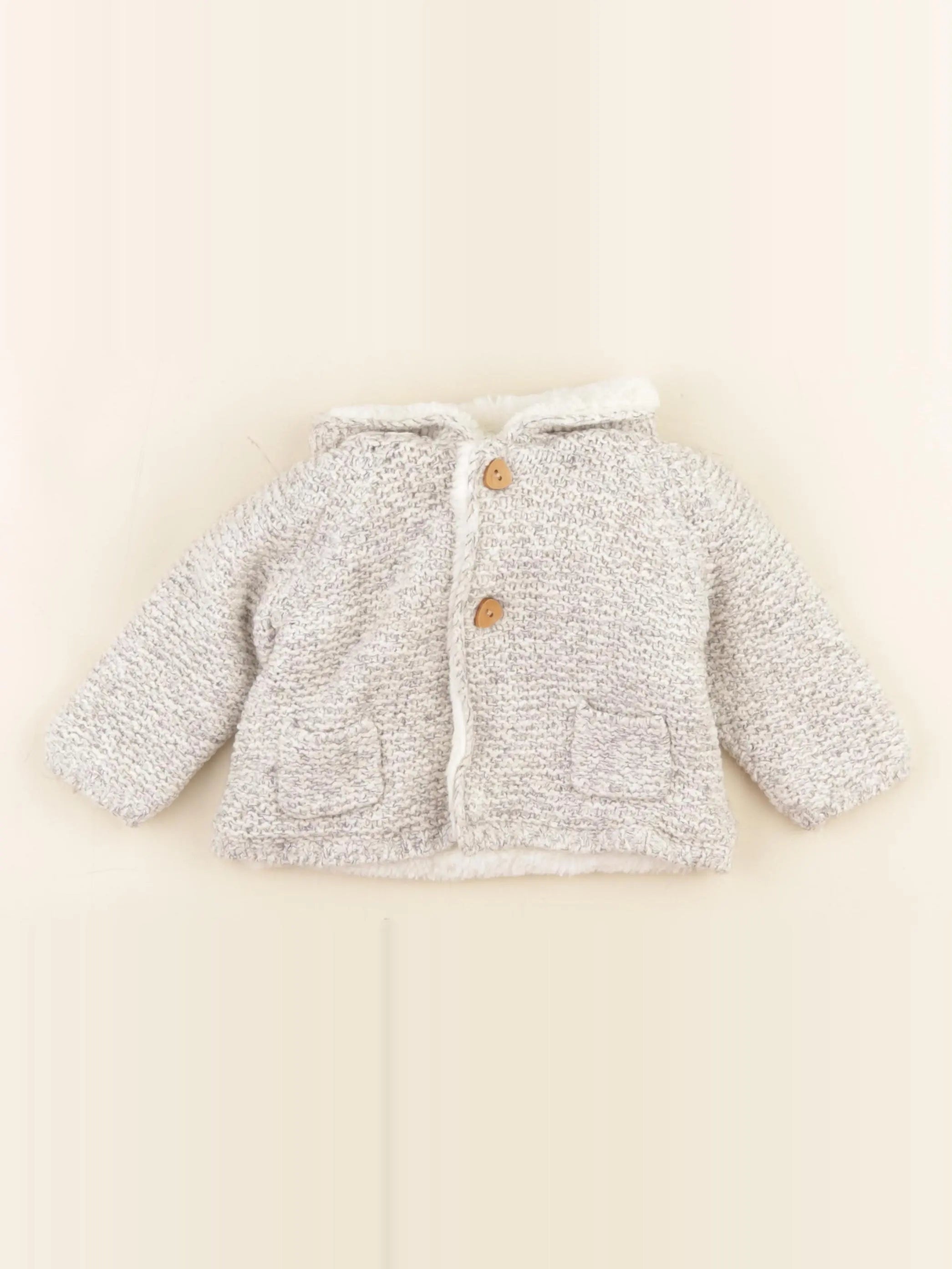 Zara - veste doublé gris - 3/6 mois