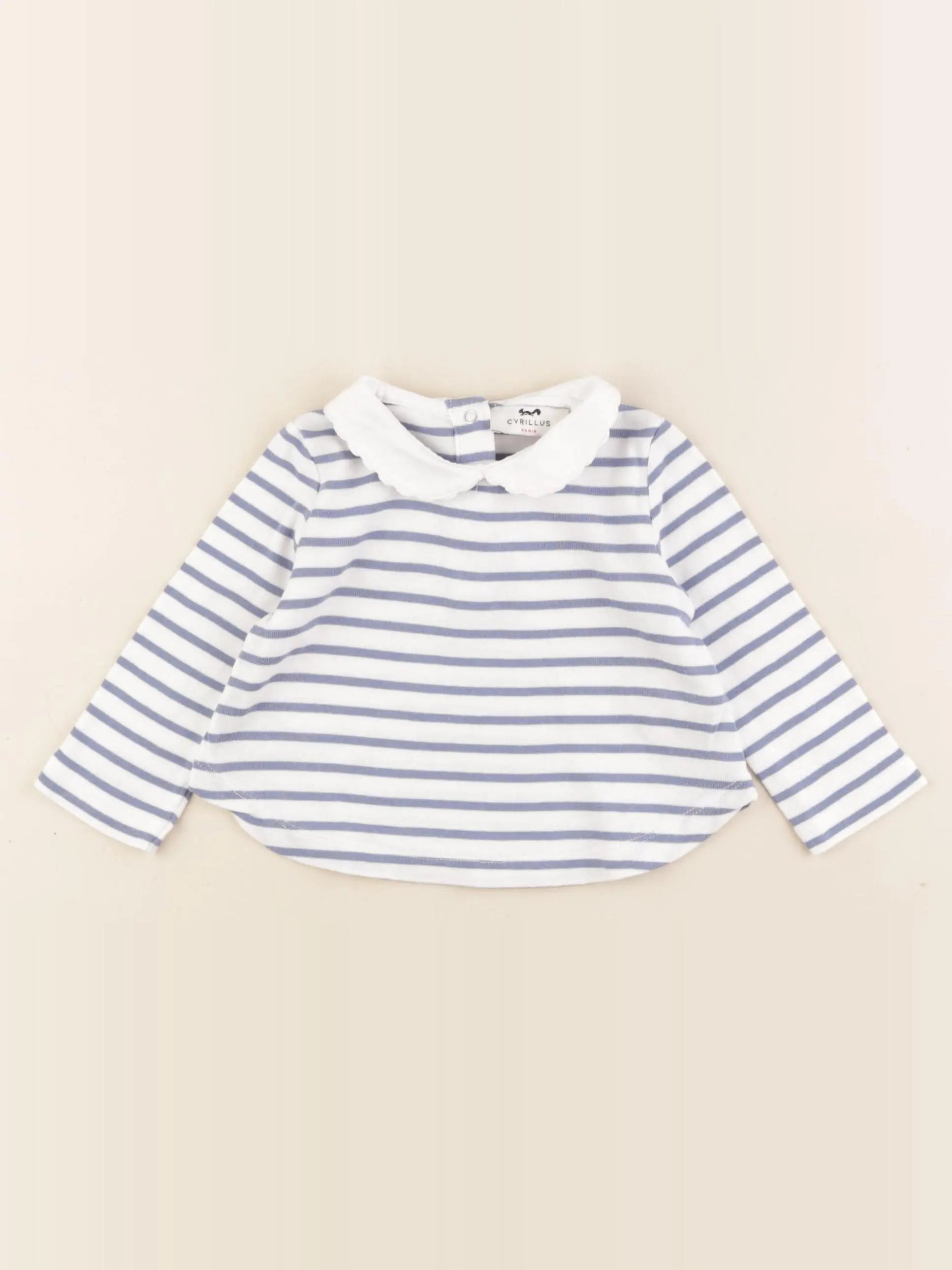 Cyrillus - tee-shirt blanc, bleu - 6 mois