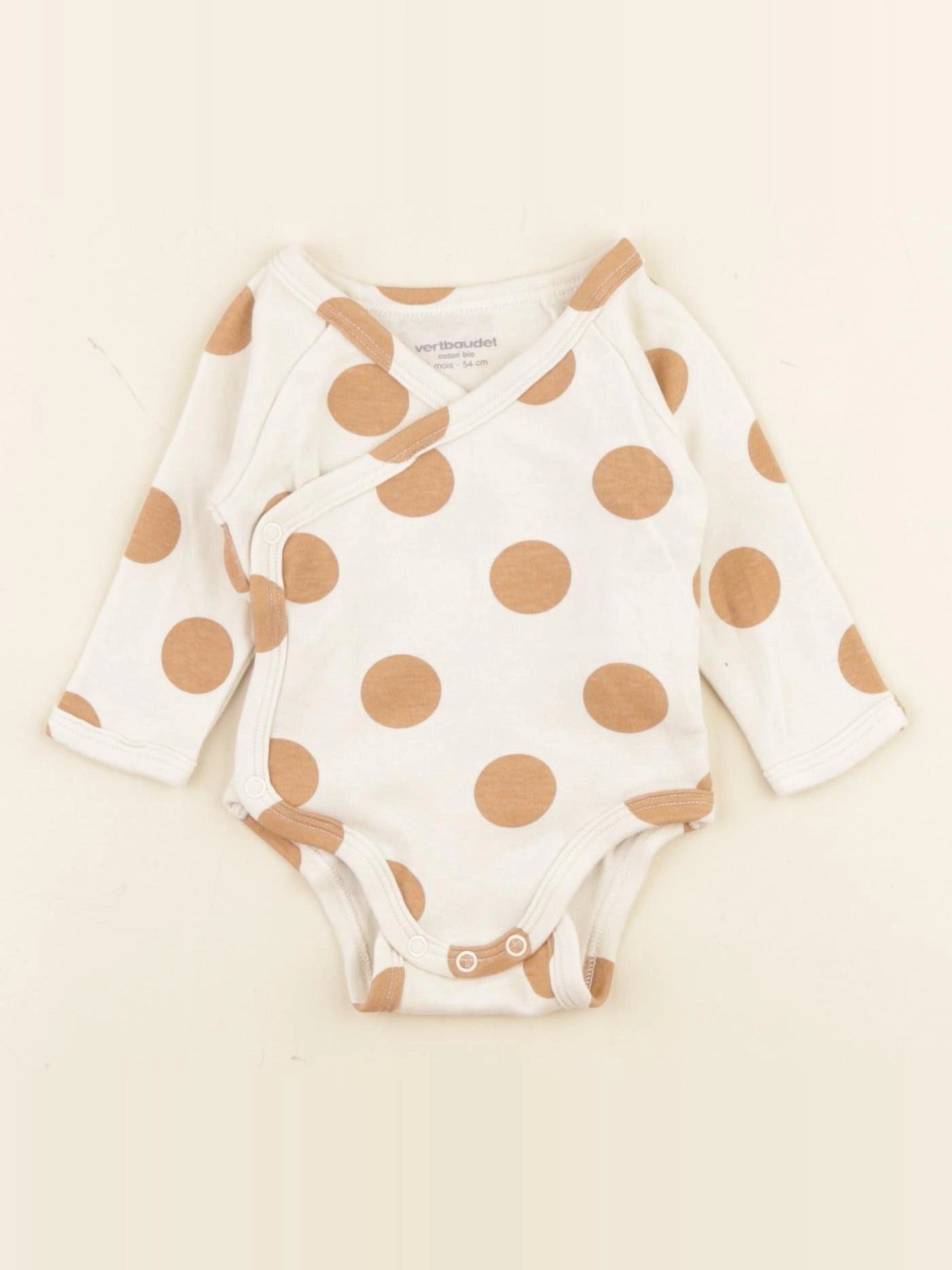 Vertbaudet - body beige, marron - 1 mois