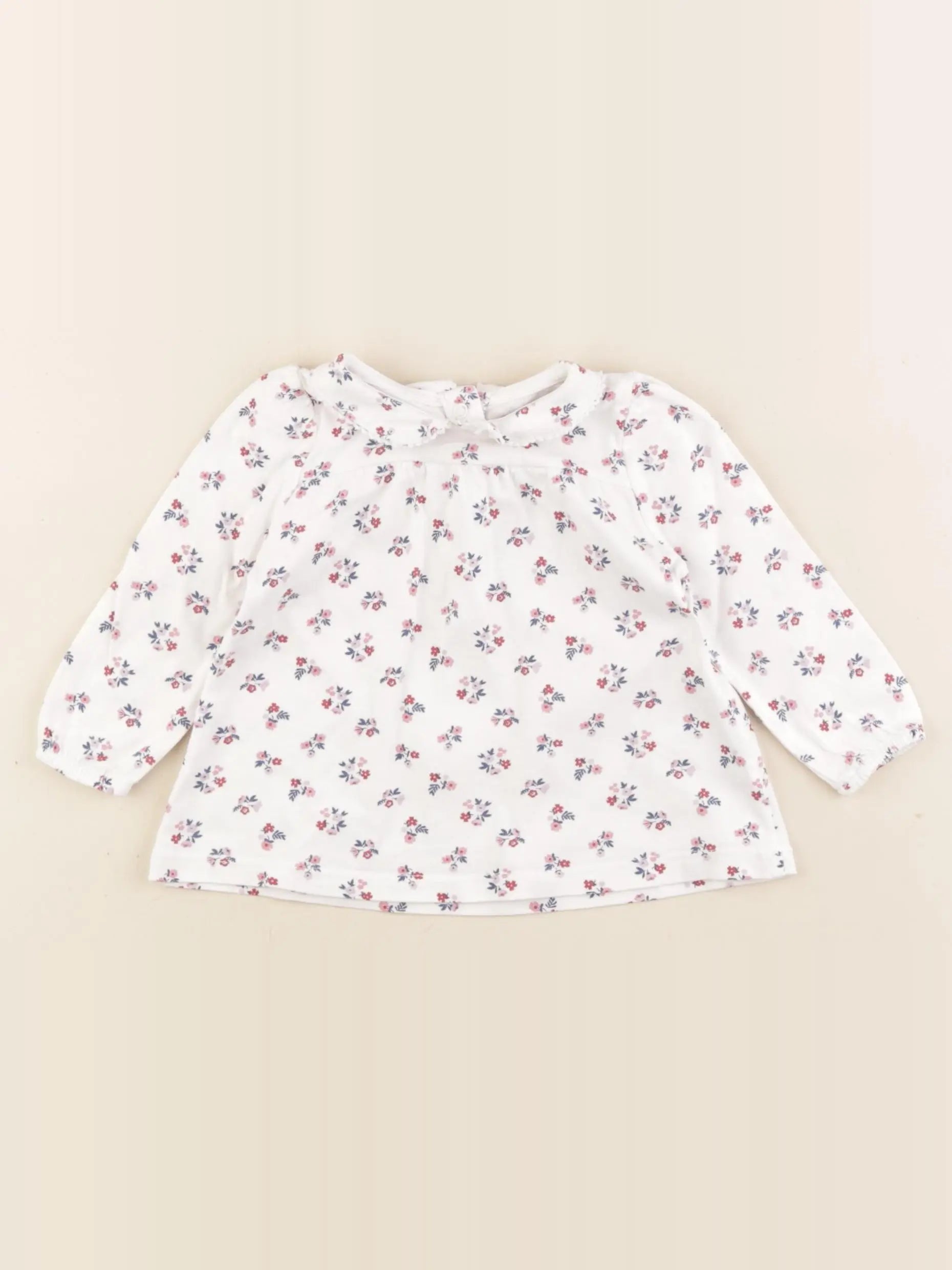 Boutchou - tee-shirt blanc, rose - 6 mois