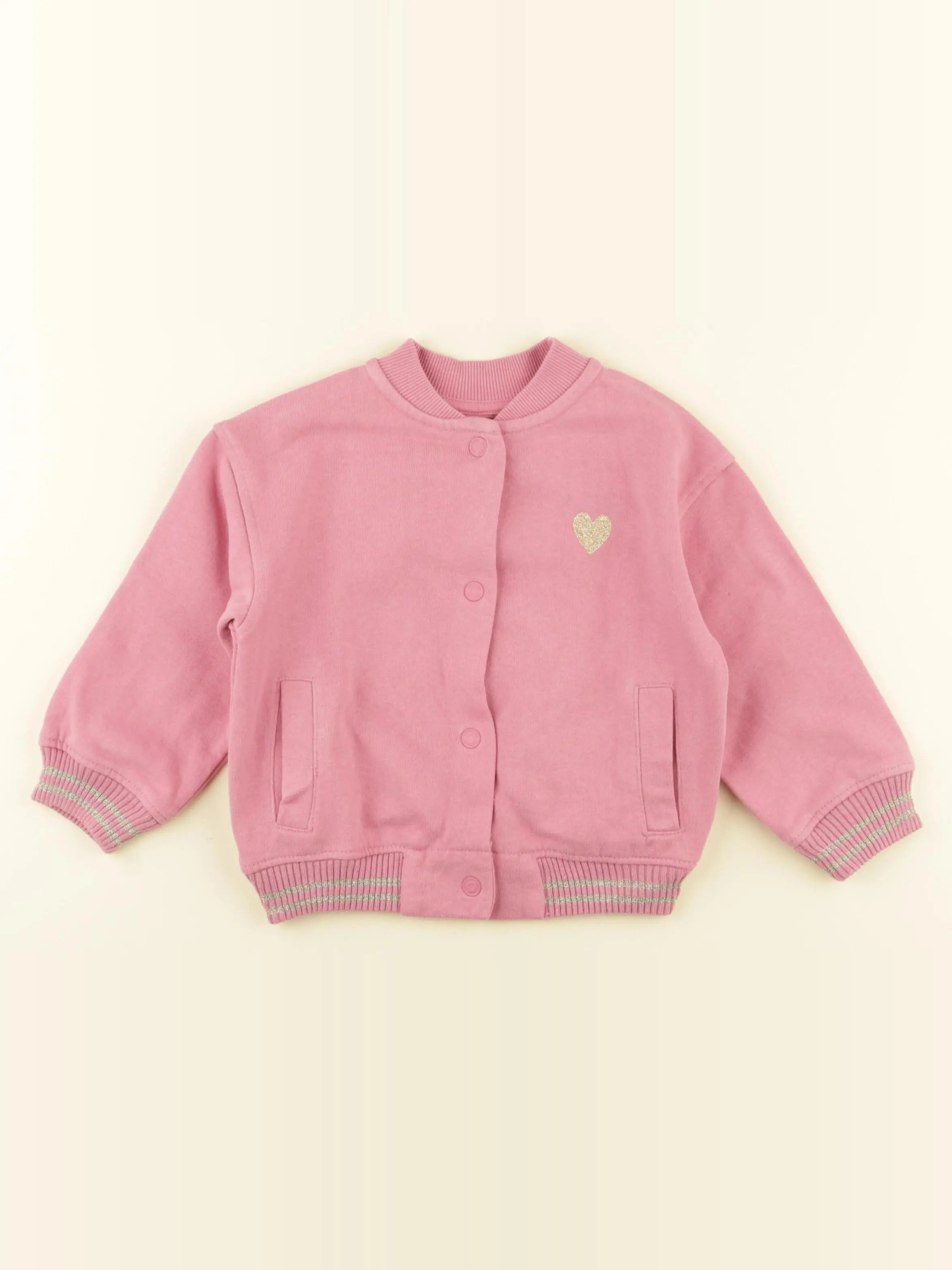 Vertbaudet - sweat rose, or - 3 ans