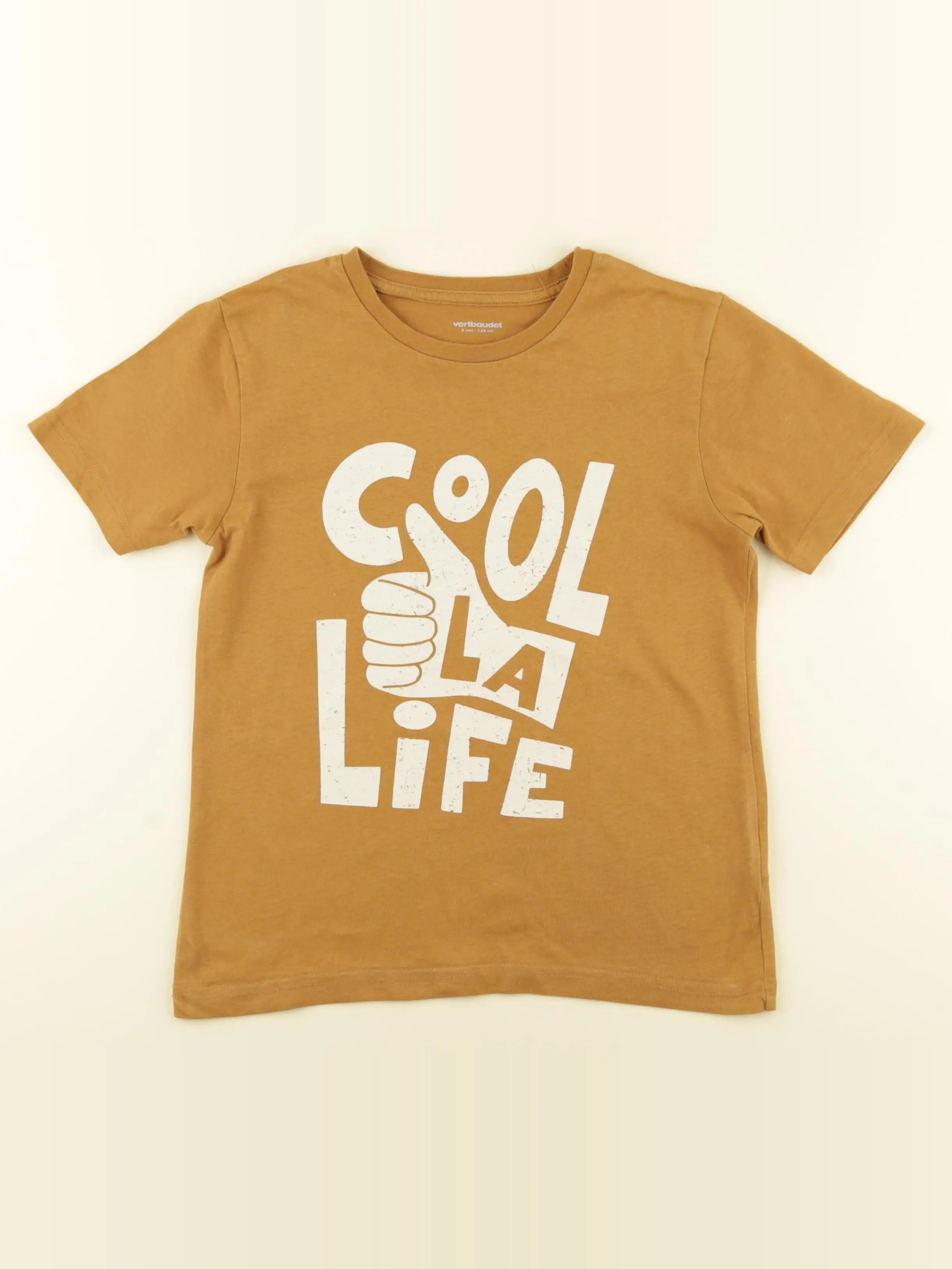 Vertbaudet - tee-shirt marron - 8 ans