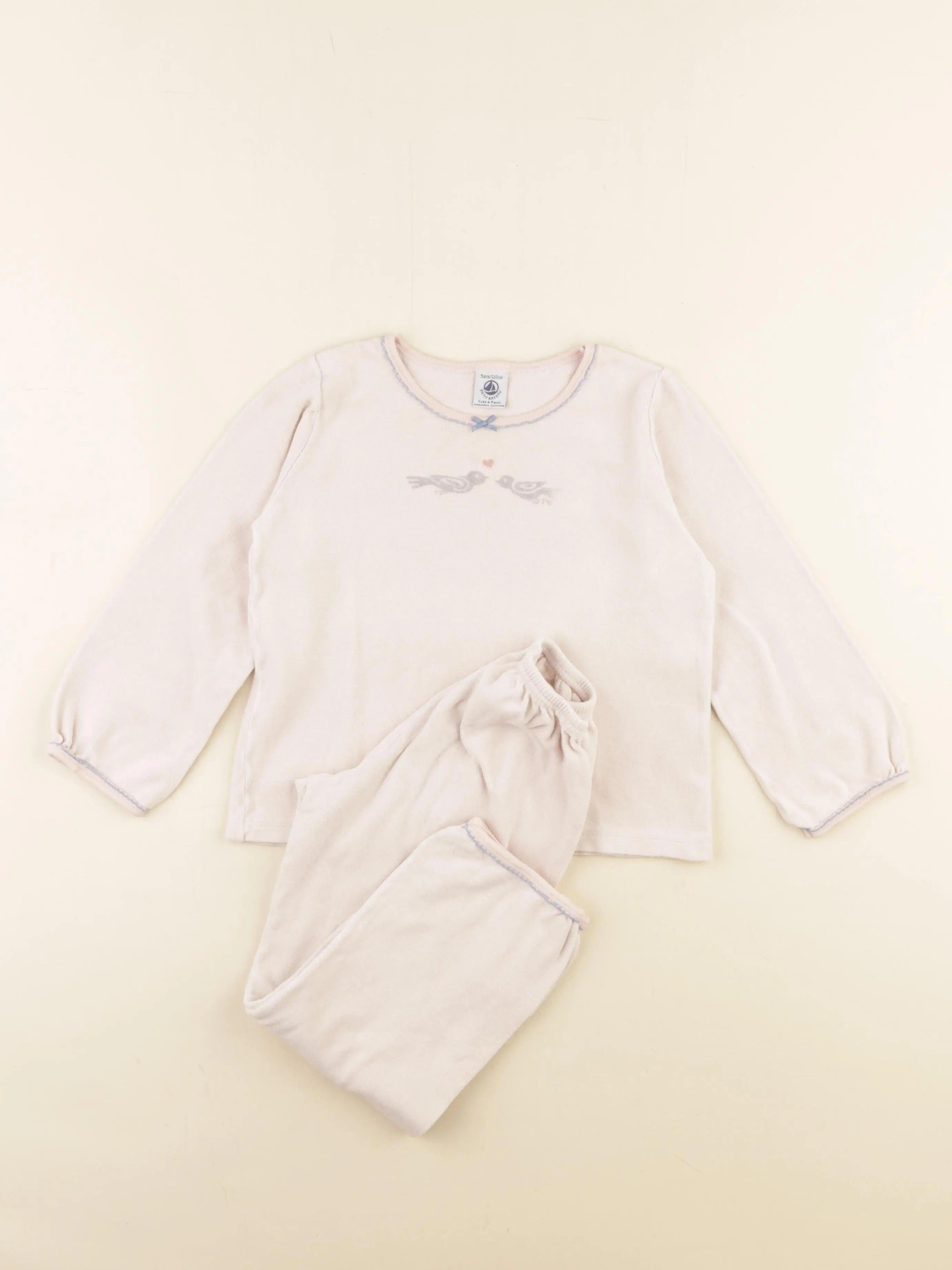 Petit Bateau - pyjama velours rose - 5 ans