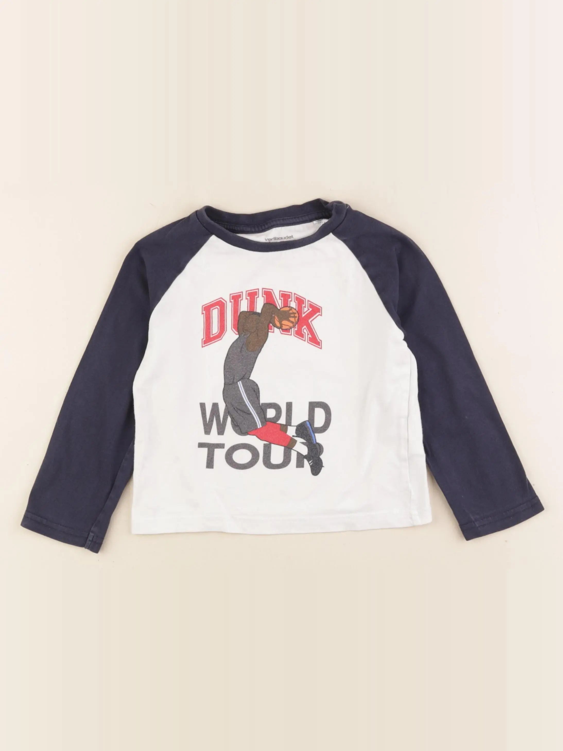 Vertbaudet - tee-shirt blanc, bleu - 3 ans