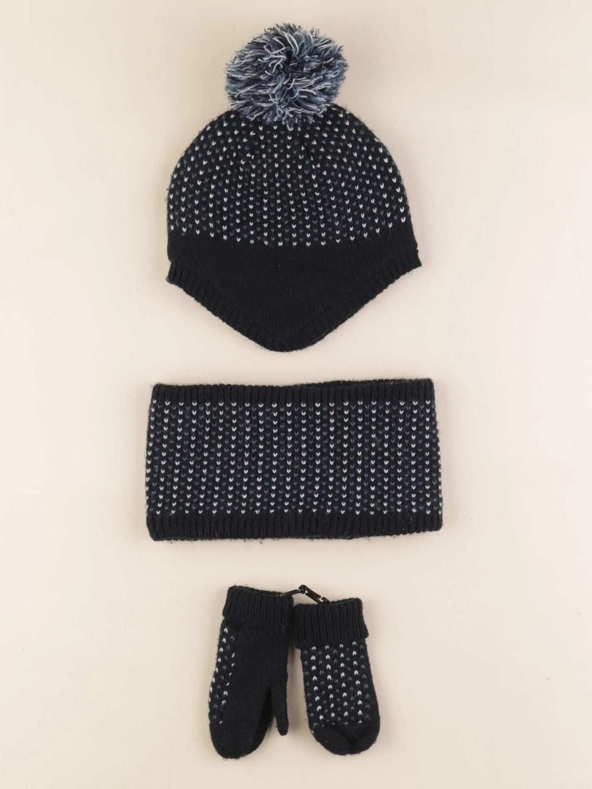 Vertbaudet - ensemble bonnet/moufles/tour de cou bleu - 2/3 ans