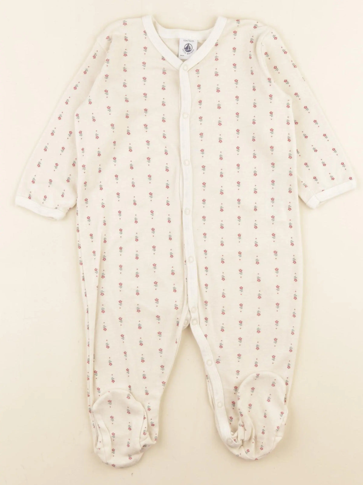 Petit Bateau - pyjama coton beige - 12 mois