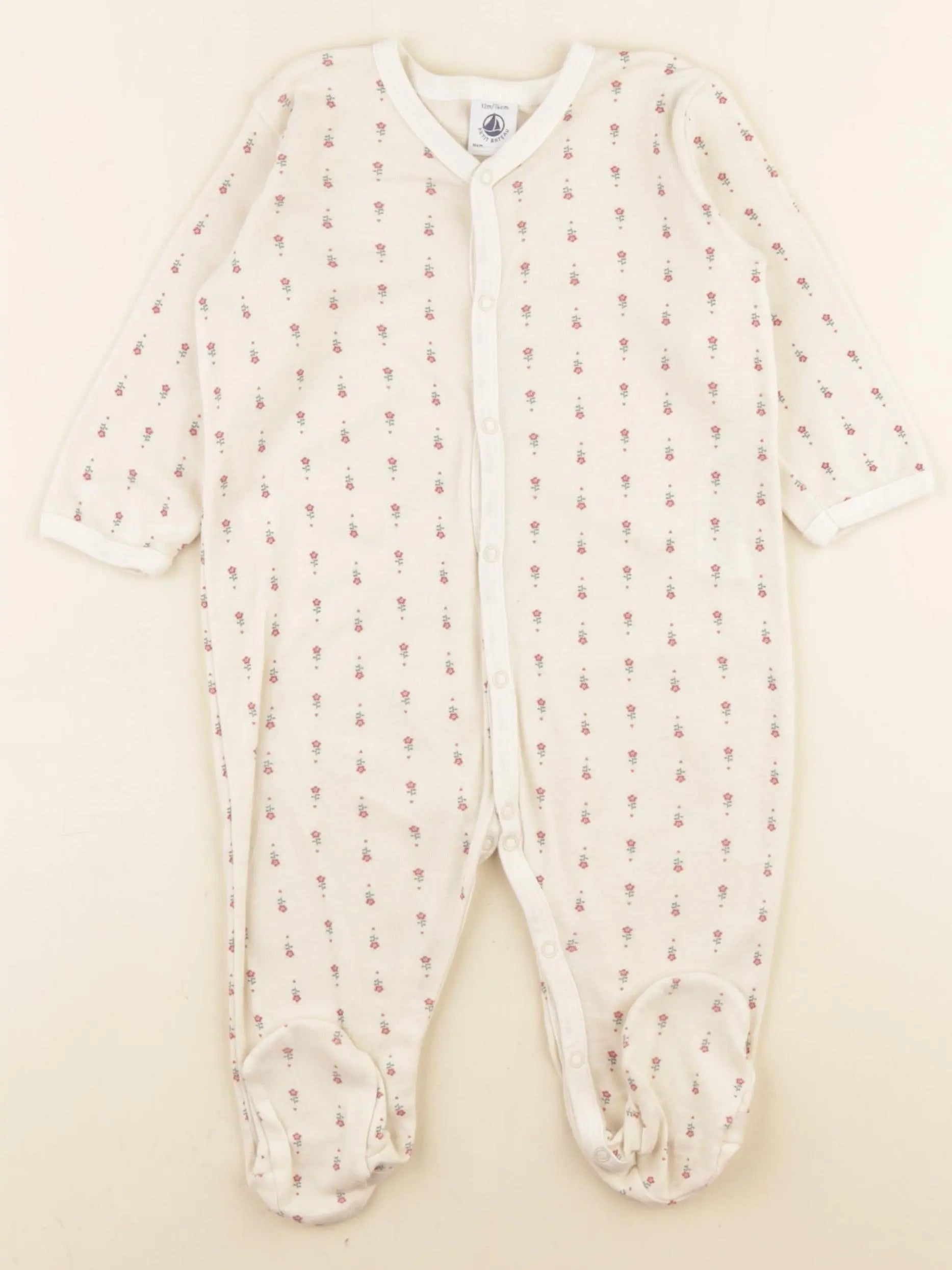 Petit Bateau - pyjama coton beige - 12 mois