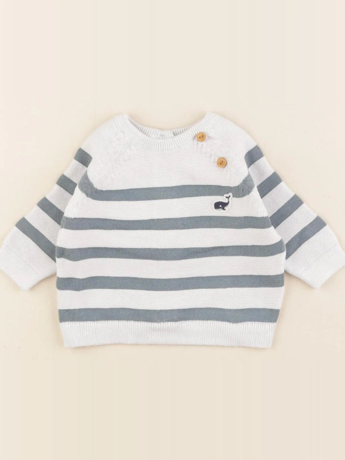 Vertbaudet - pull bleu - 1 mois