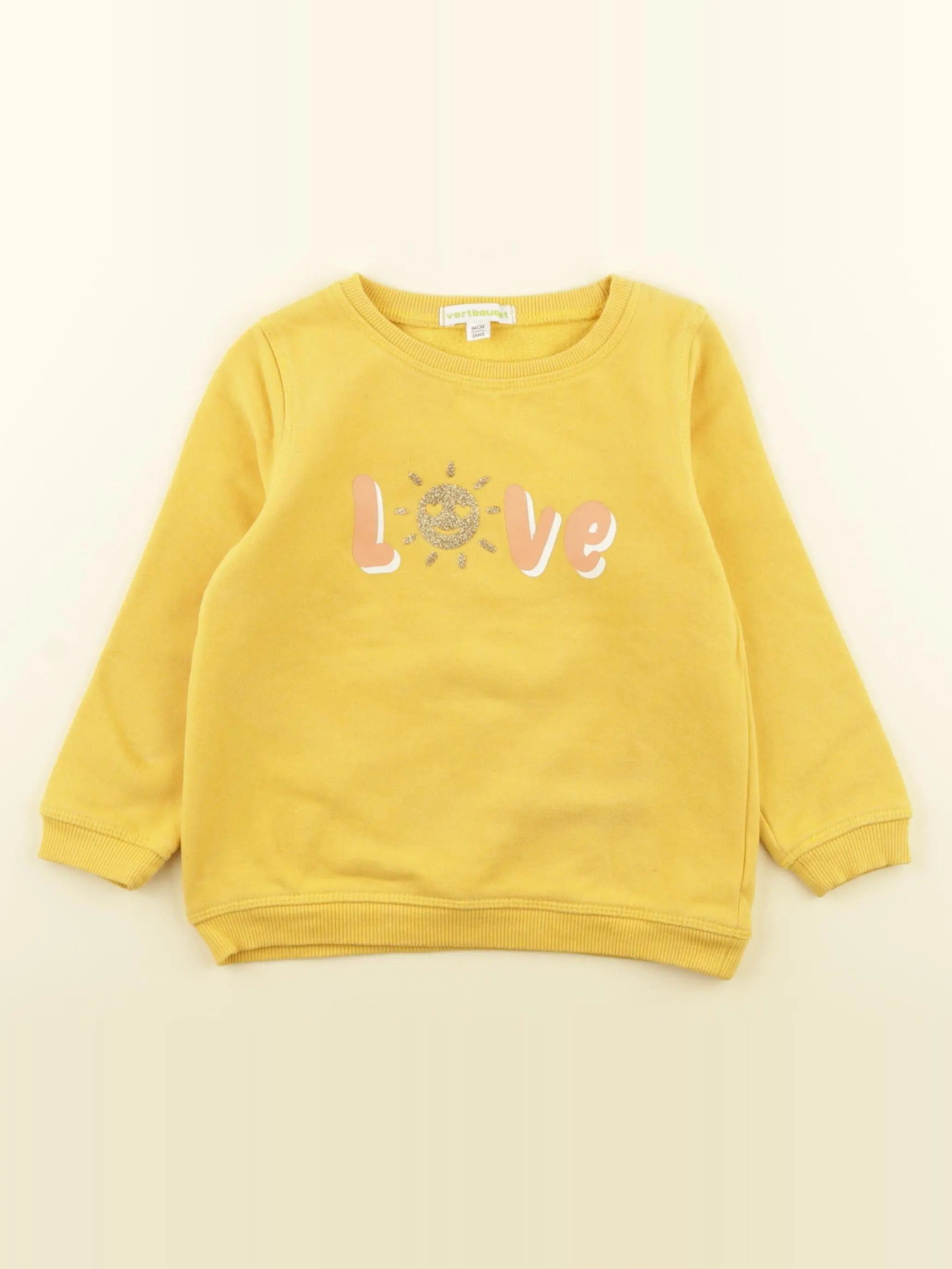 Vertbaudet - sweat jaune - 3 ans