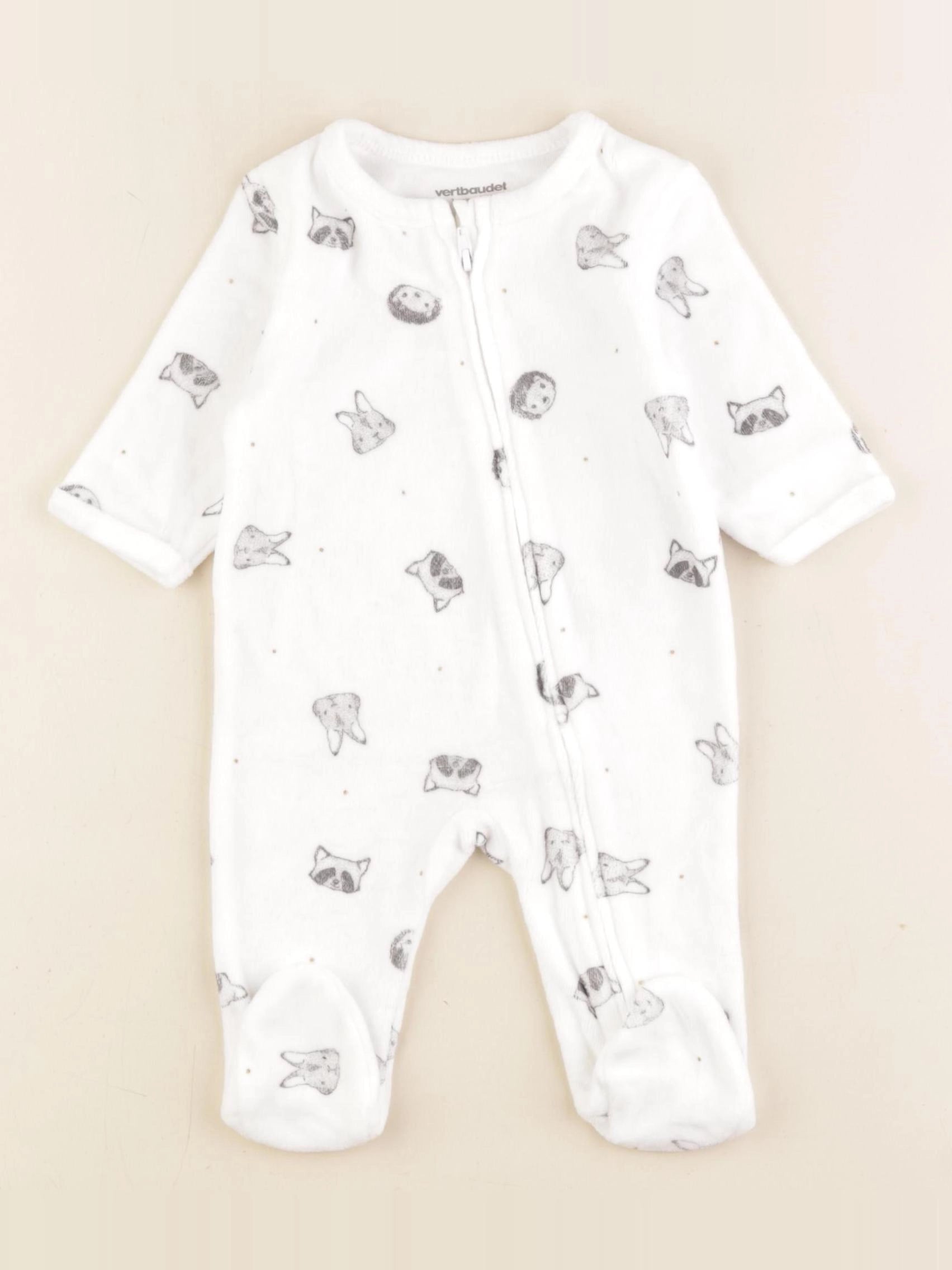 Vertbaudet - pyjama velours blanc - 3 mois