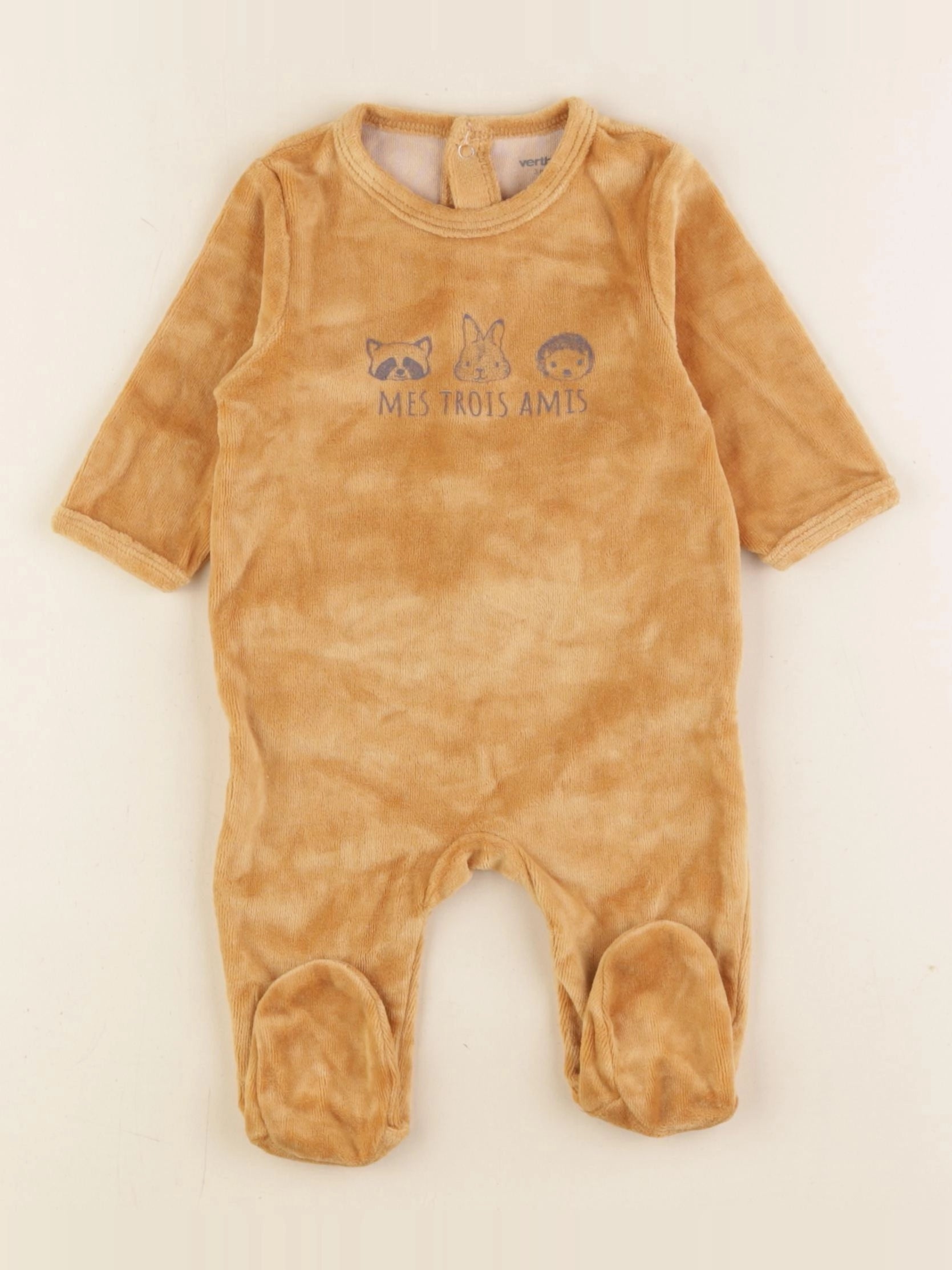 Vertbaudet - pyjama velours jaune - 3 mois