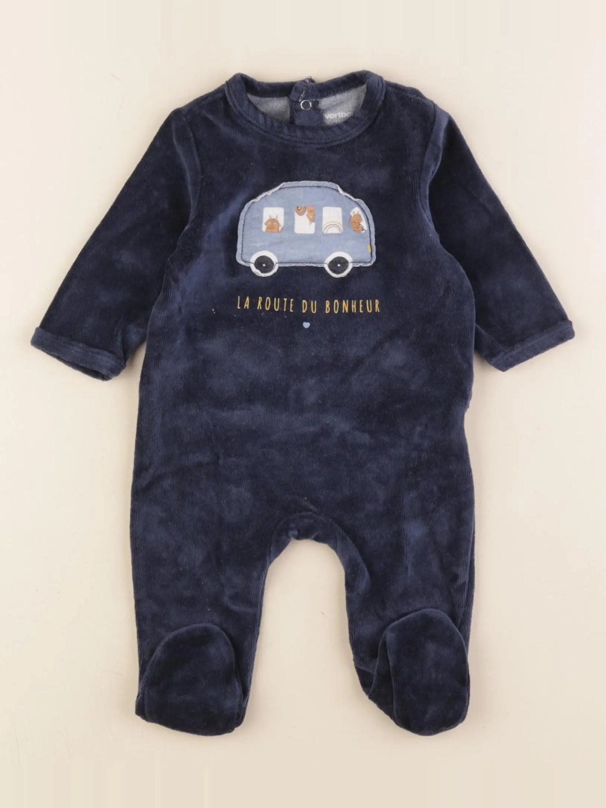 Vertbaudet - pyjama velours bleu - 3 mois