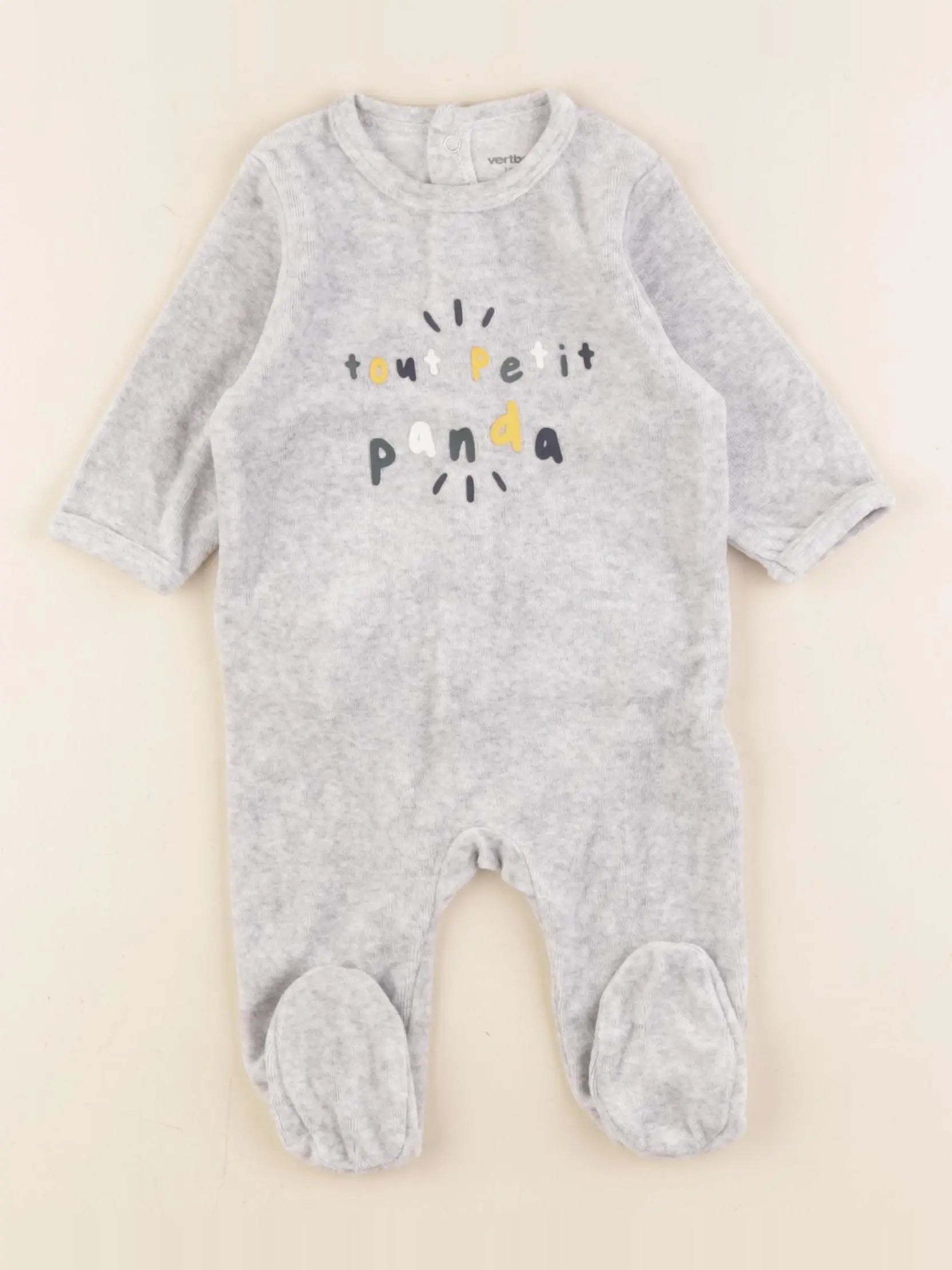 Vertbaudet - pyjama velours gris - 3 mois