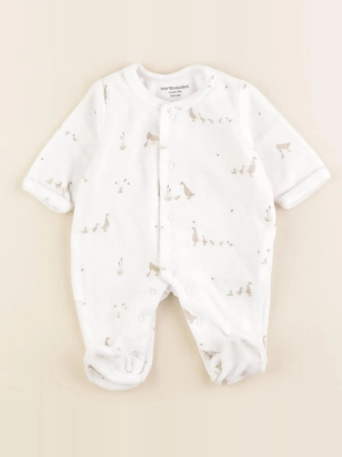 Vertbaudet - pyjama velours blanc - 0 mois