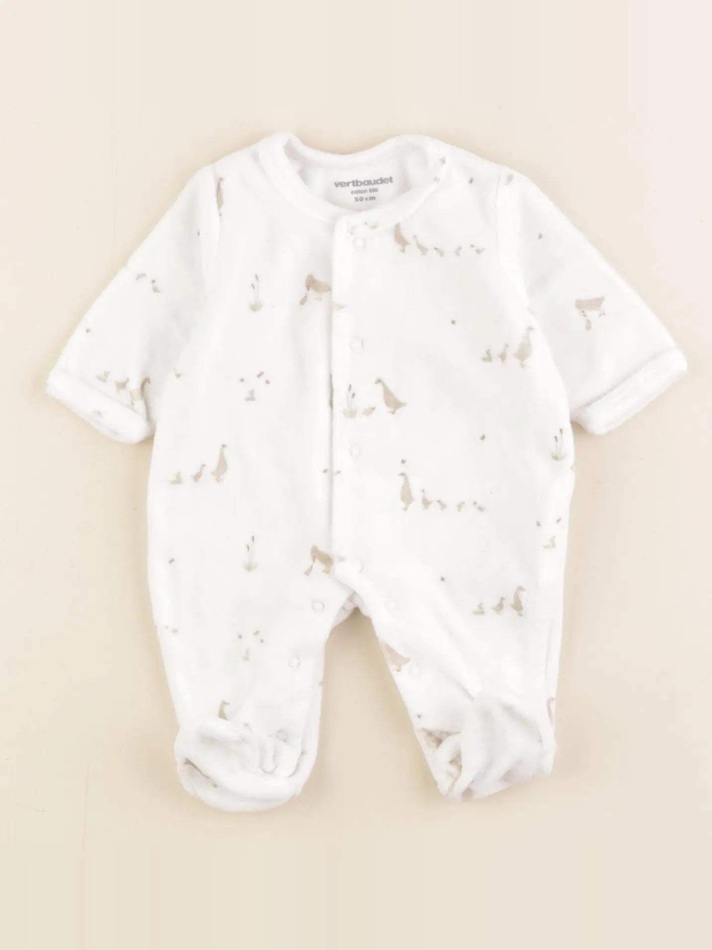 Vertbaudet - pyjama velours blanc - 0 mois