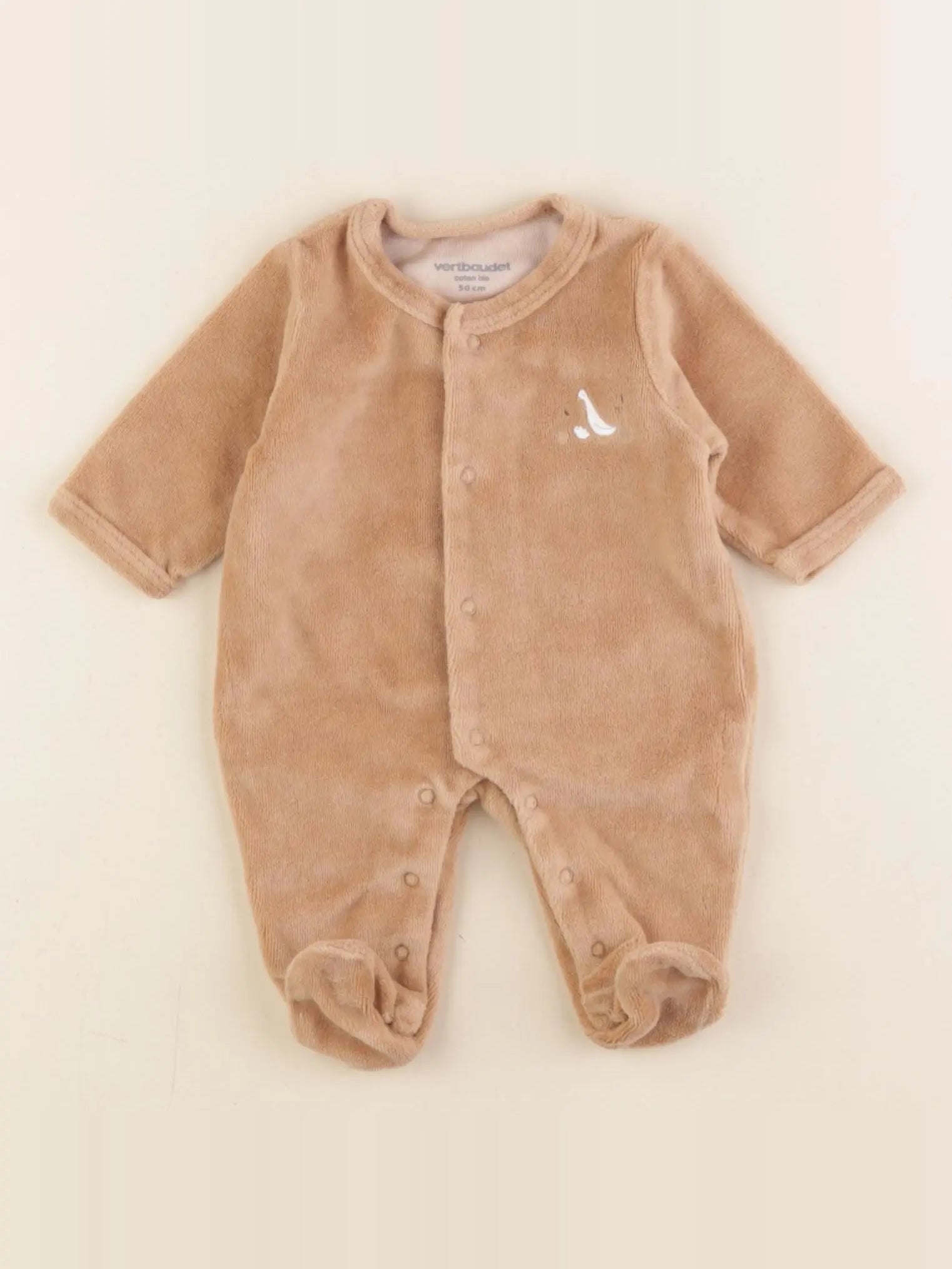 Vertbaudet - pyjama velours marron - 0 mois