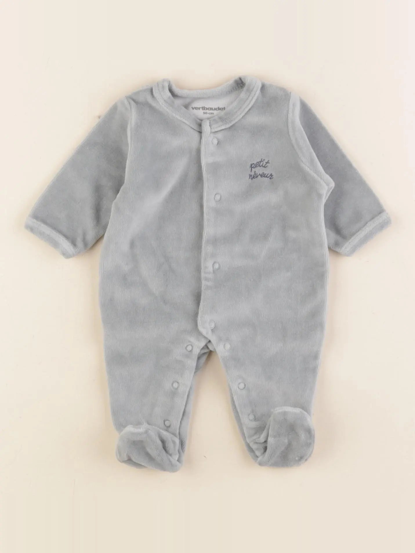 Vertbaudet - pyjama velours gris - 0 mois