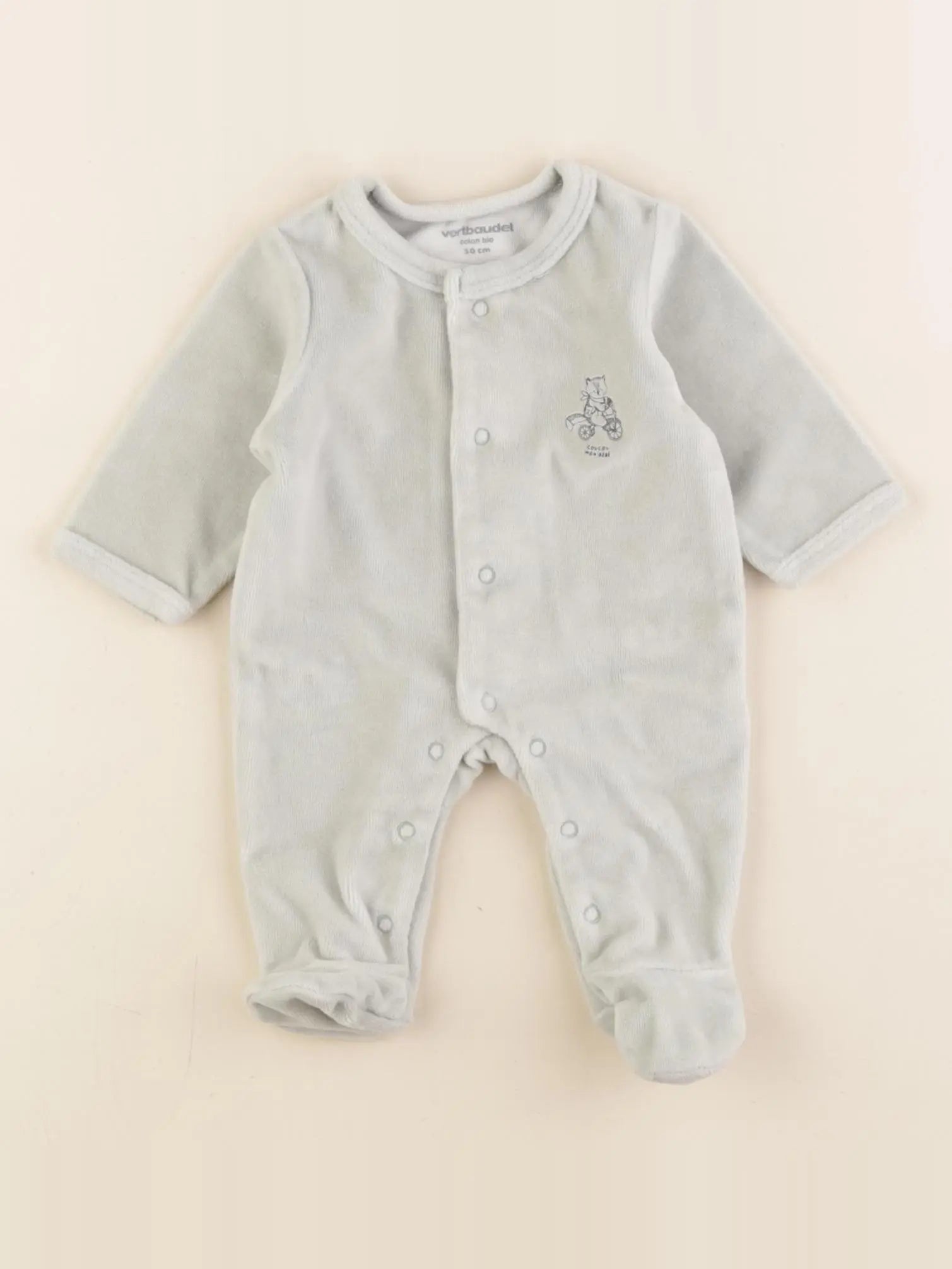 Vertbaudet - pyjama velours vert - 0 mois