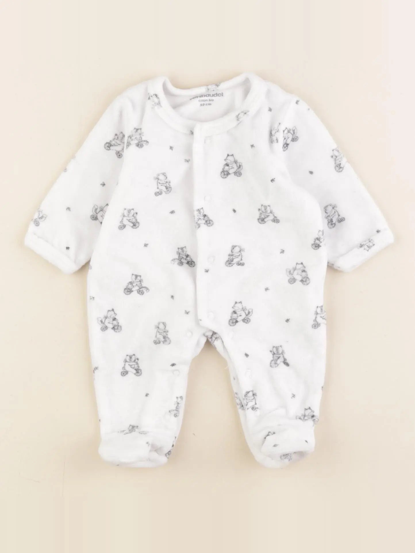 Vertbaudet - pyjama velours blanc - 0 mois