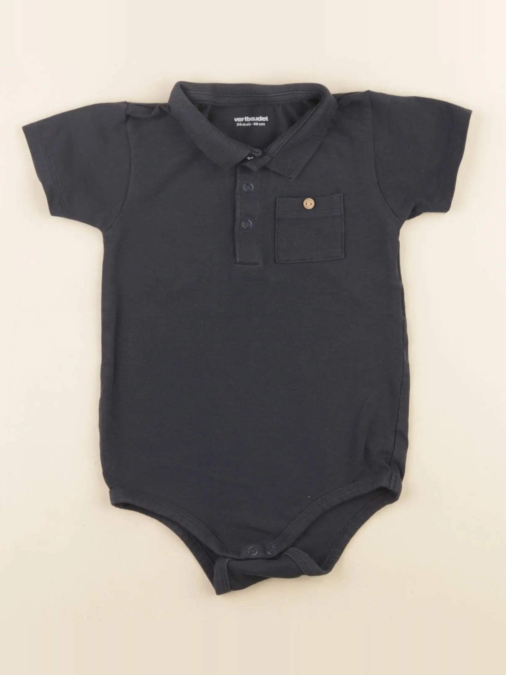 Vertbaudet - body à col bleu - 24 mois