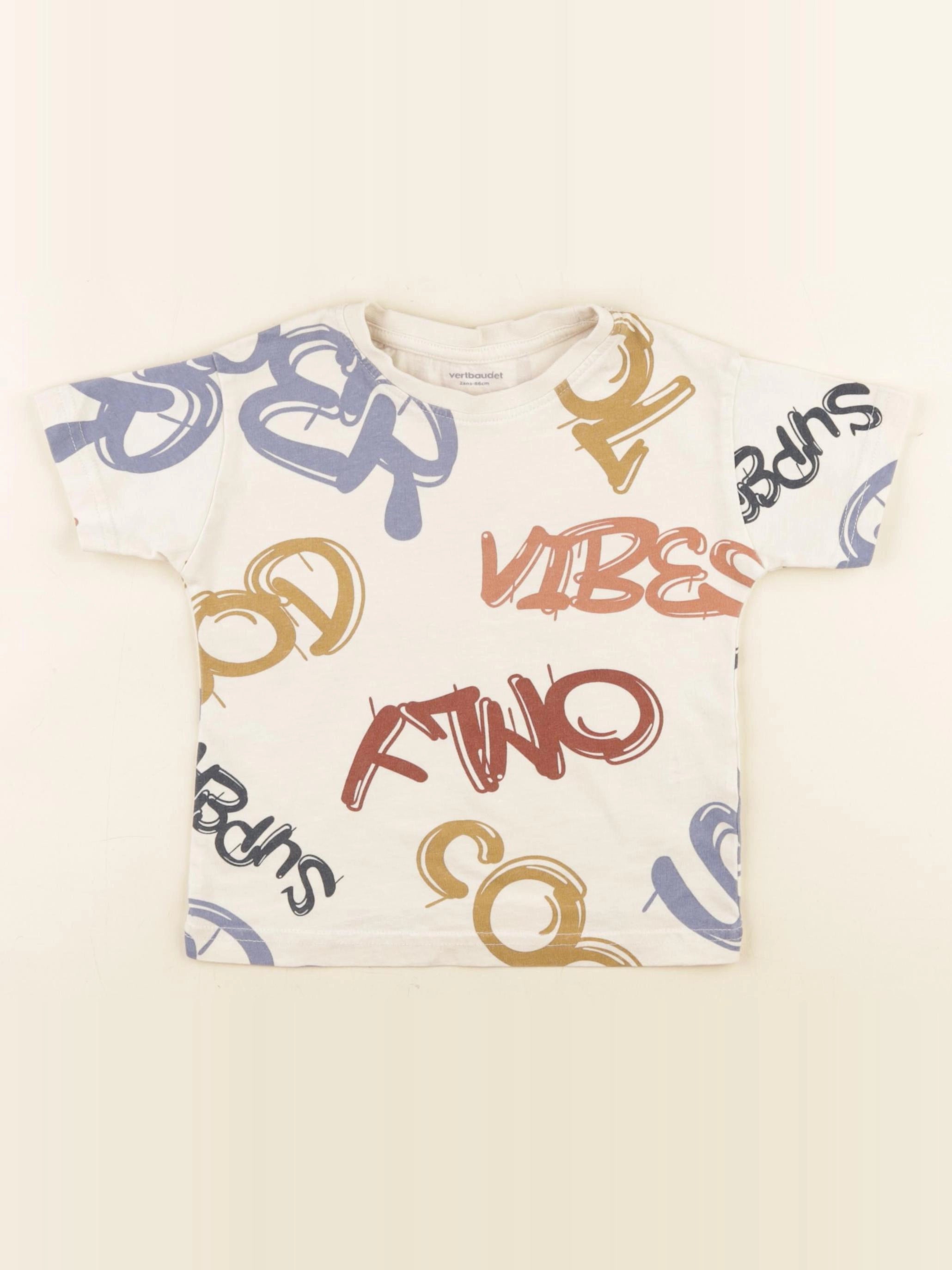 Vertbaudet - tee-shirt beige - 2 ans