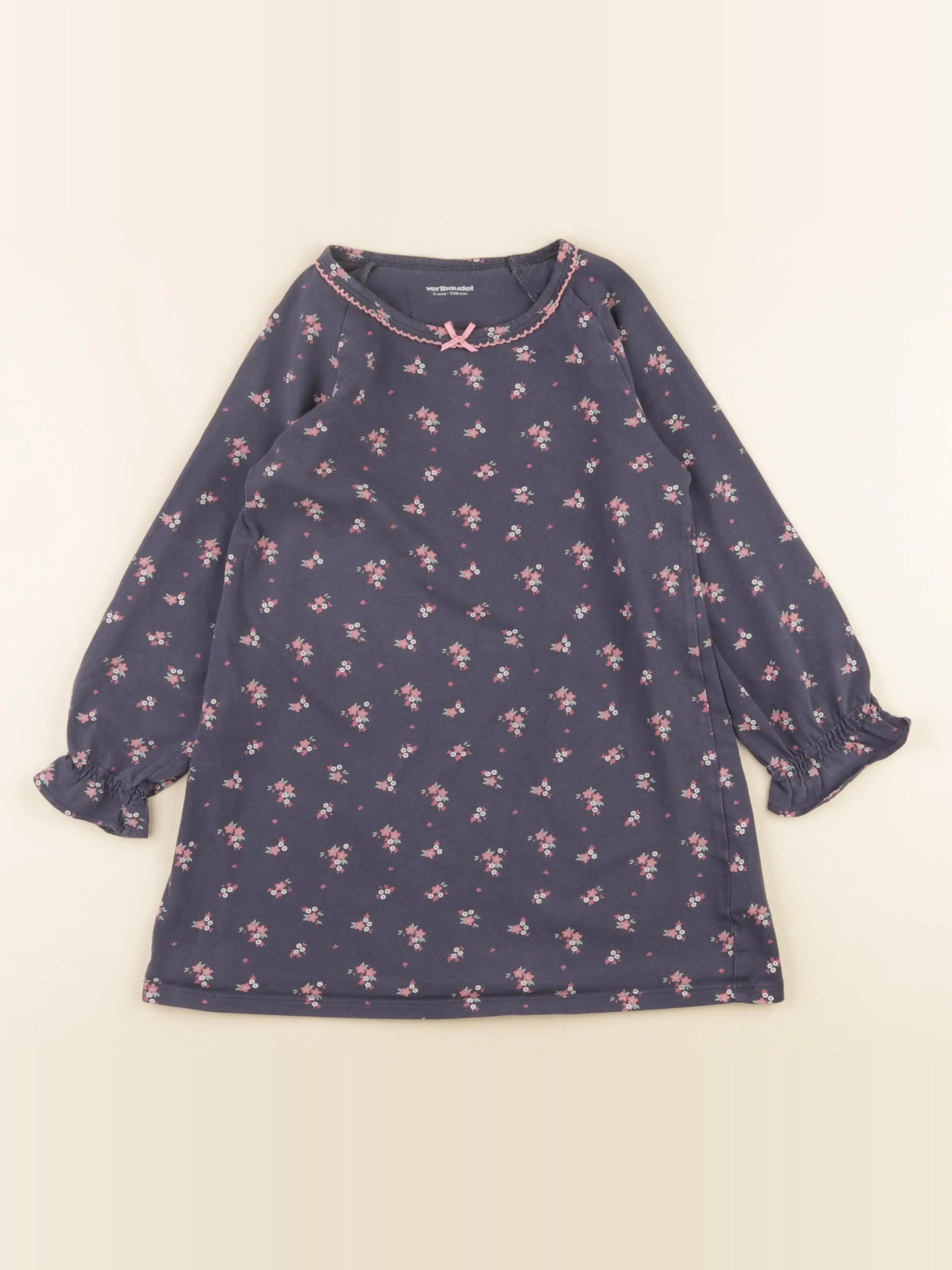 Vertbaudet - chemise de nuit coton bleu - 5 ans