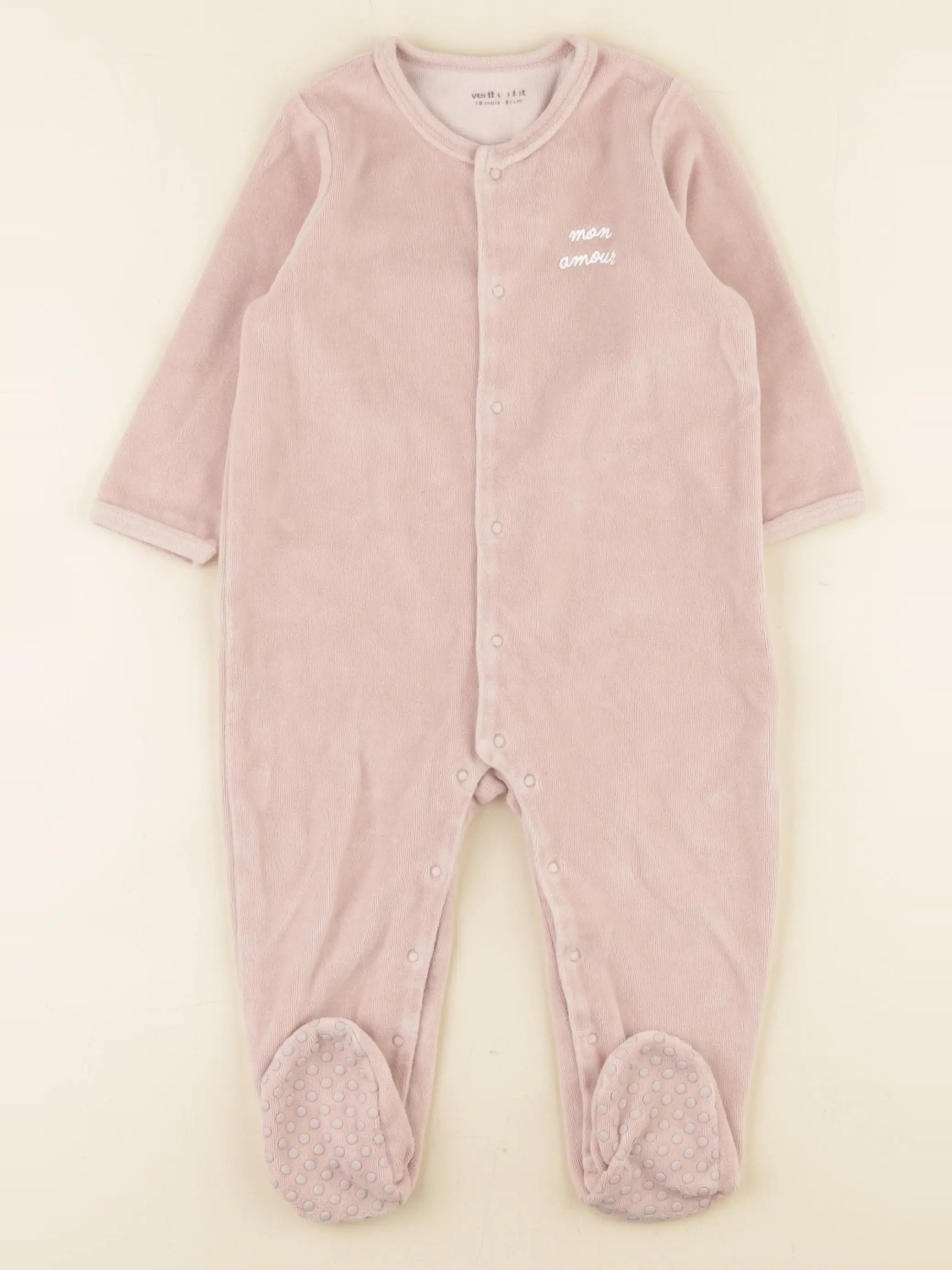 Vertbaudet - pyjama velours rose - 18 mois