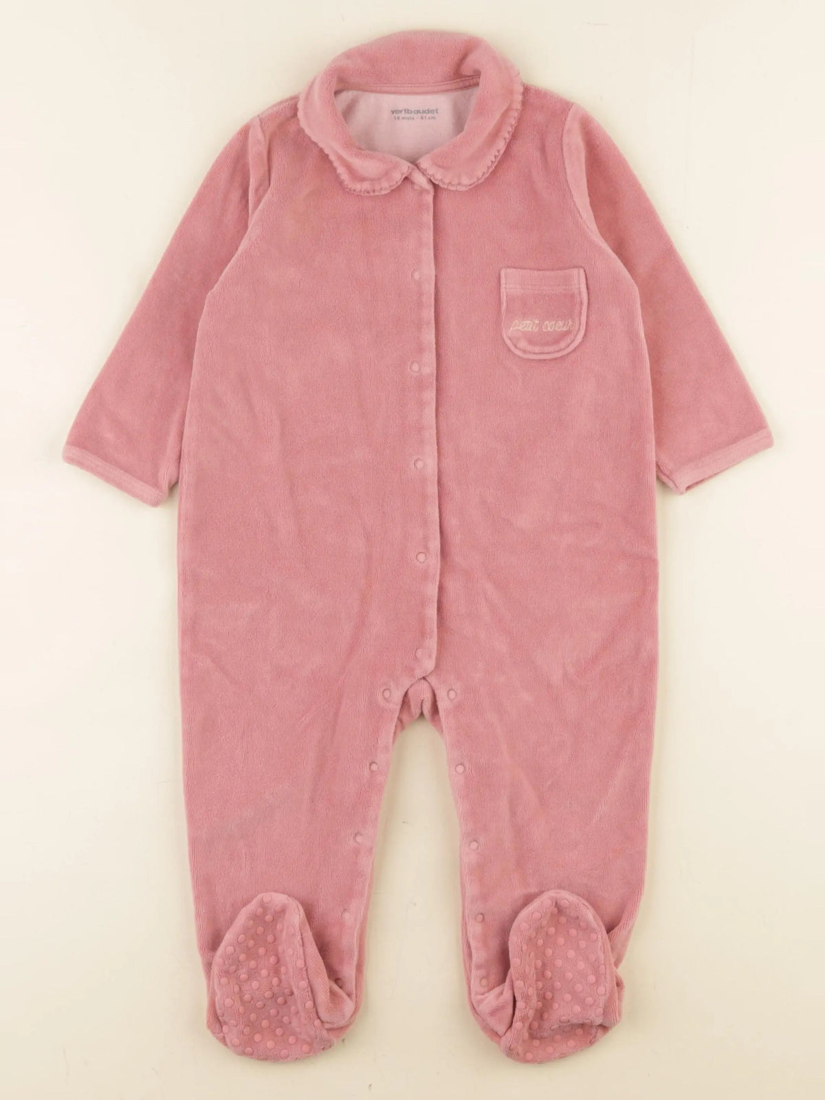 Vertbaudet - pyjama velours rose - 18 mois