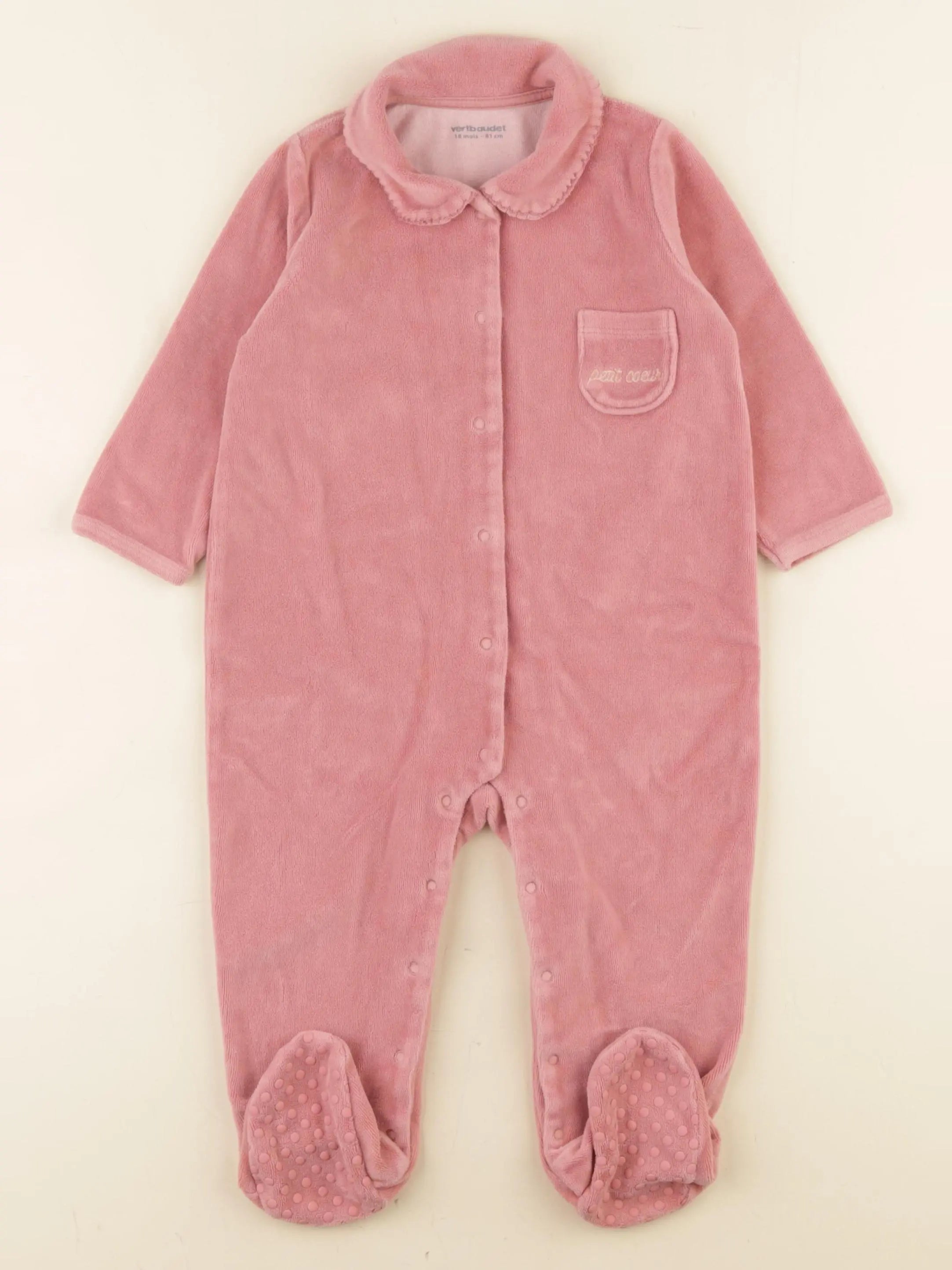 Vertbaudet - pyjama velours rose - 18 mois