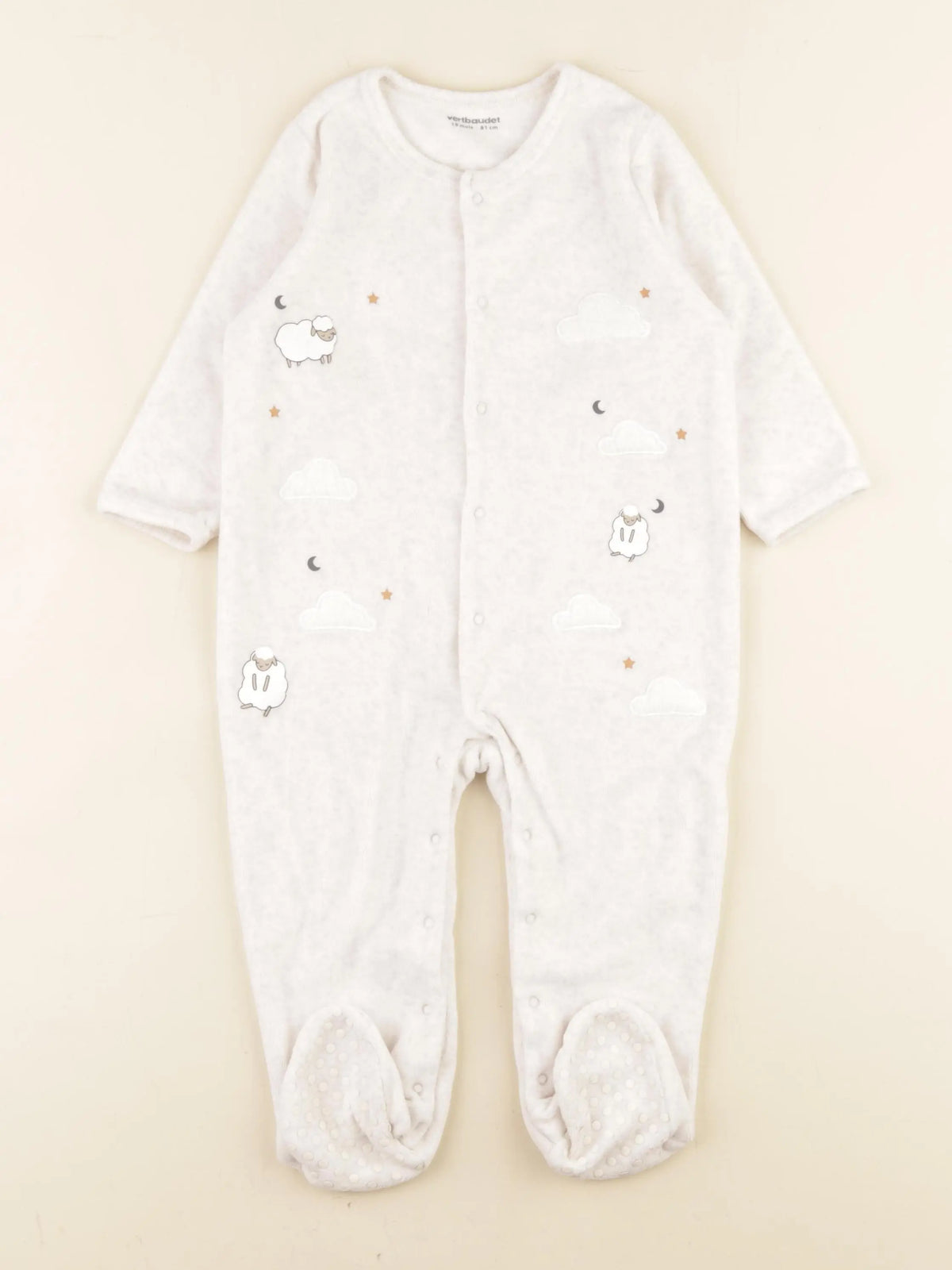 Vertbaudet - pyjama velours beige - 18 mois
