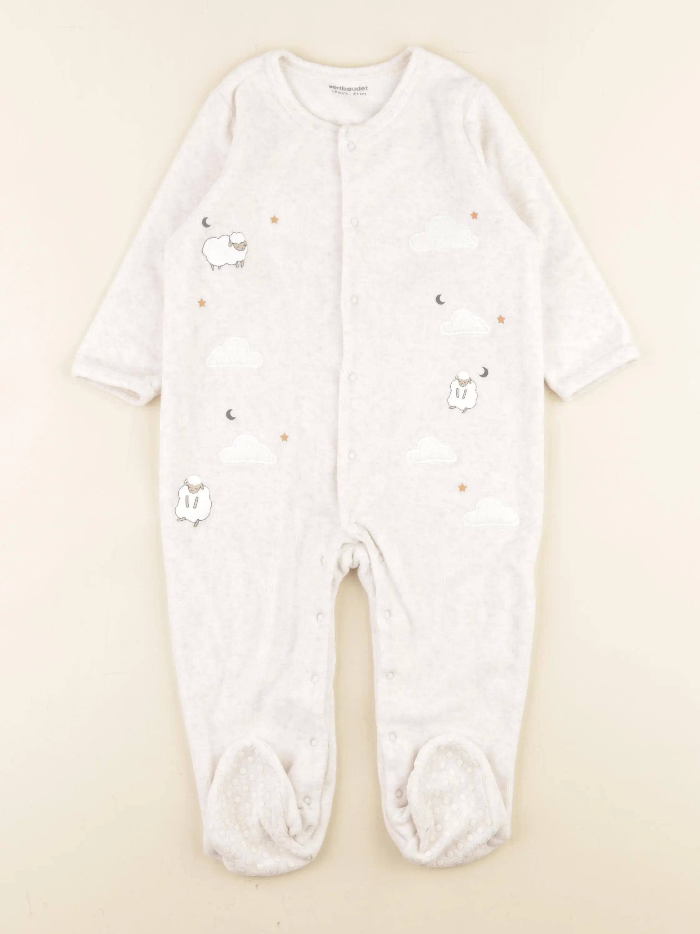 Vertbaudet - pyjama velours beige - 18 mois