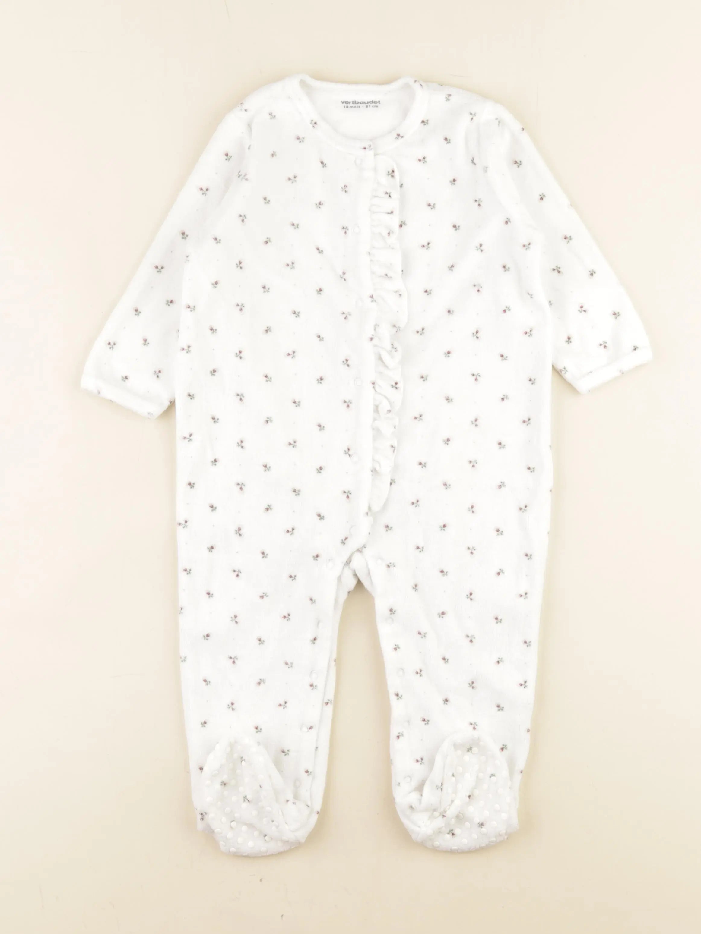 Vertbaudet - pyjama velours blanc - 18 mois