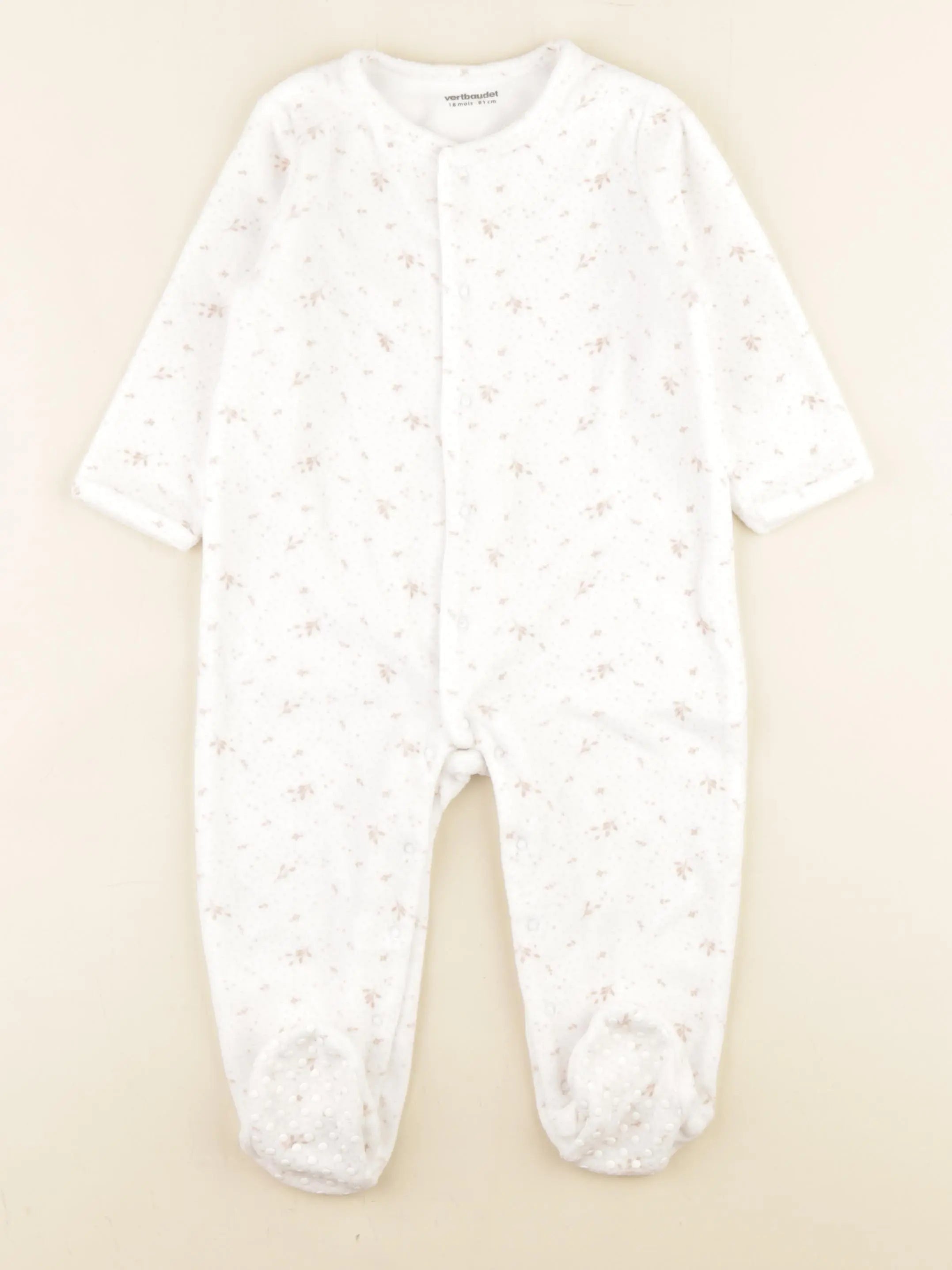 Vertbaudet - pyjama velours blanc - 18 mois