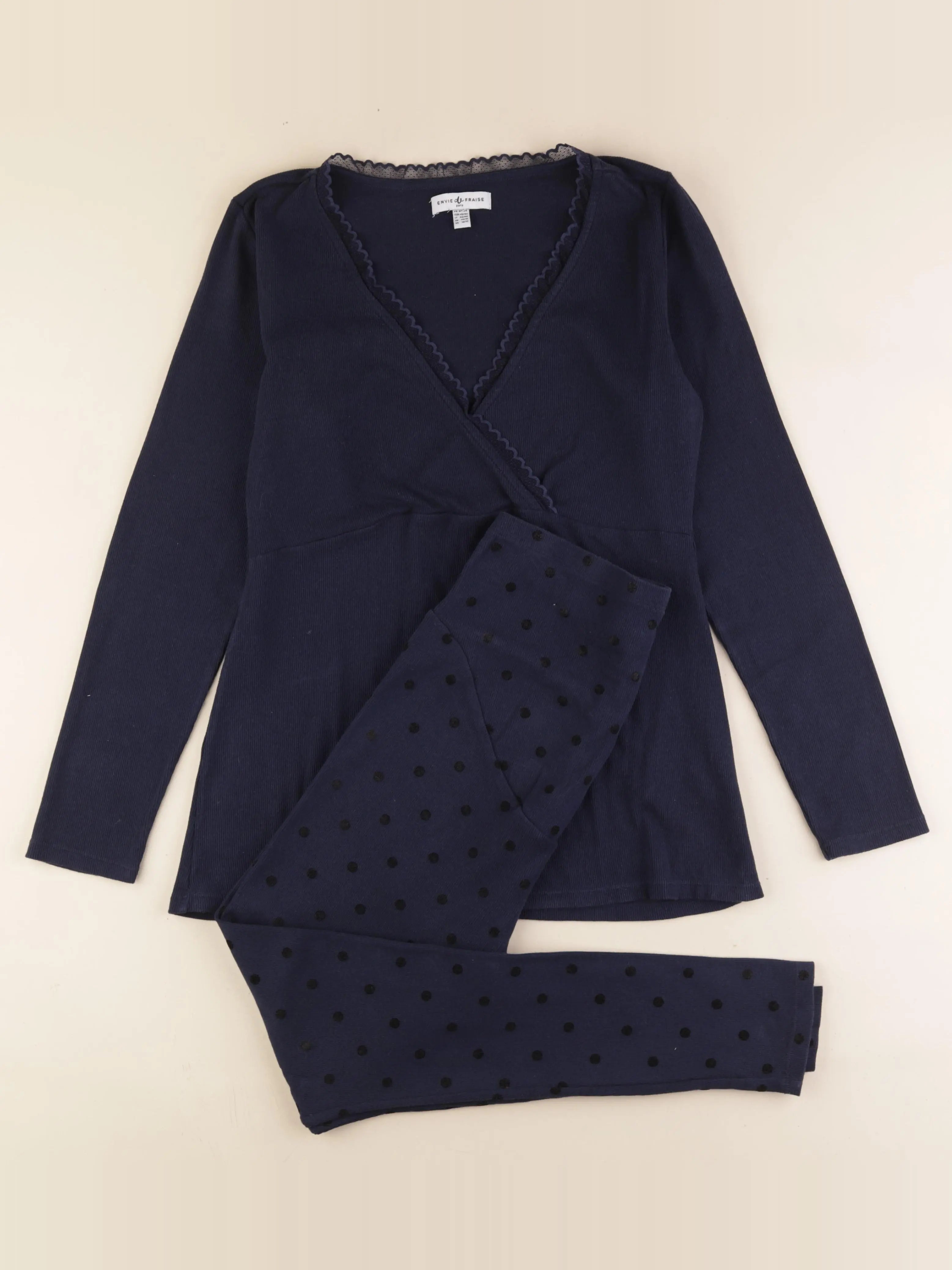 Envie de fraise - pyjama grossesse coton bleu - 42 à 44