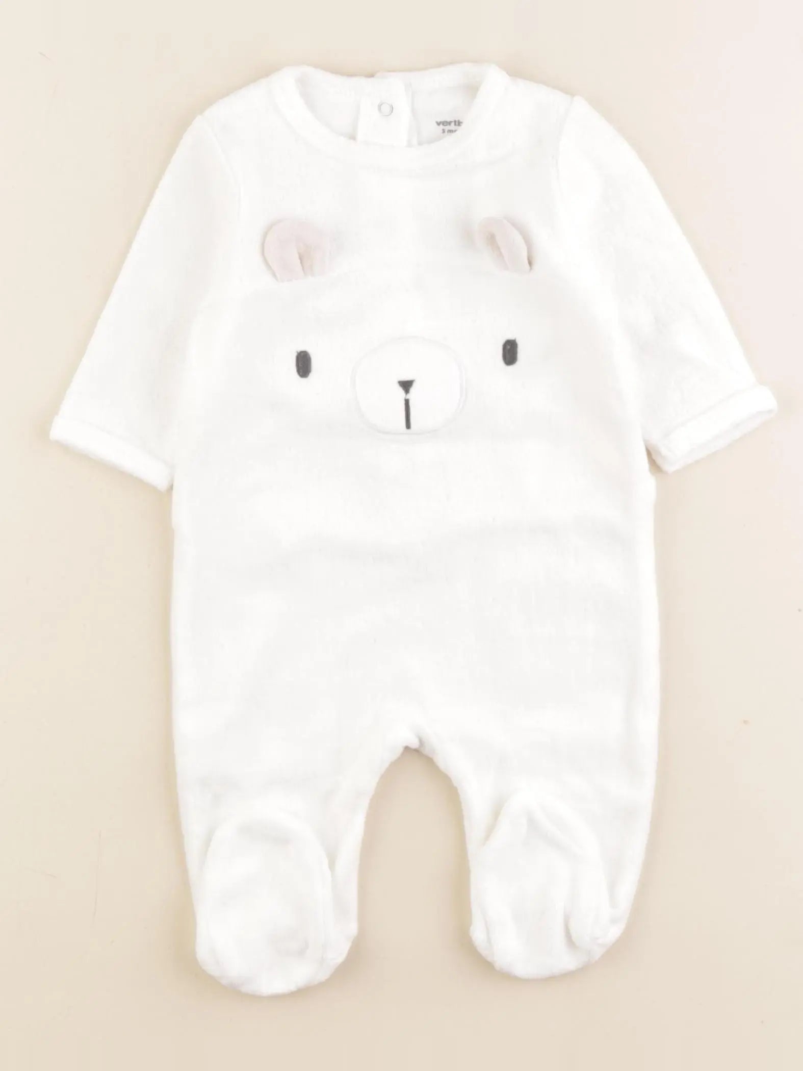 Vertbaudet - pyjama velours blanc - 3 mois