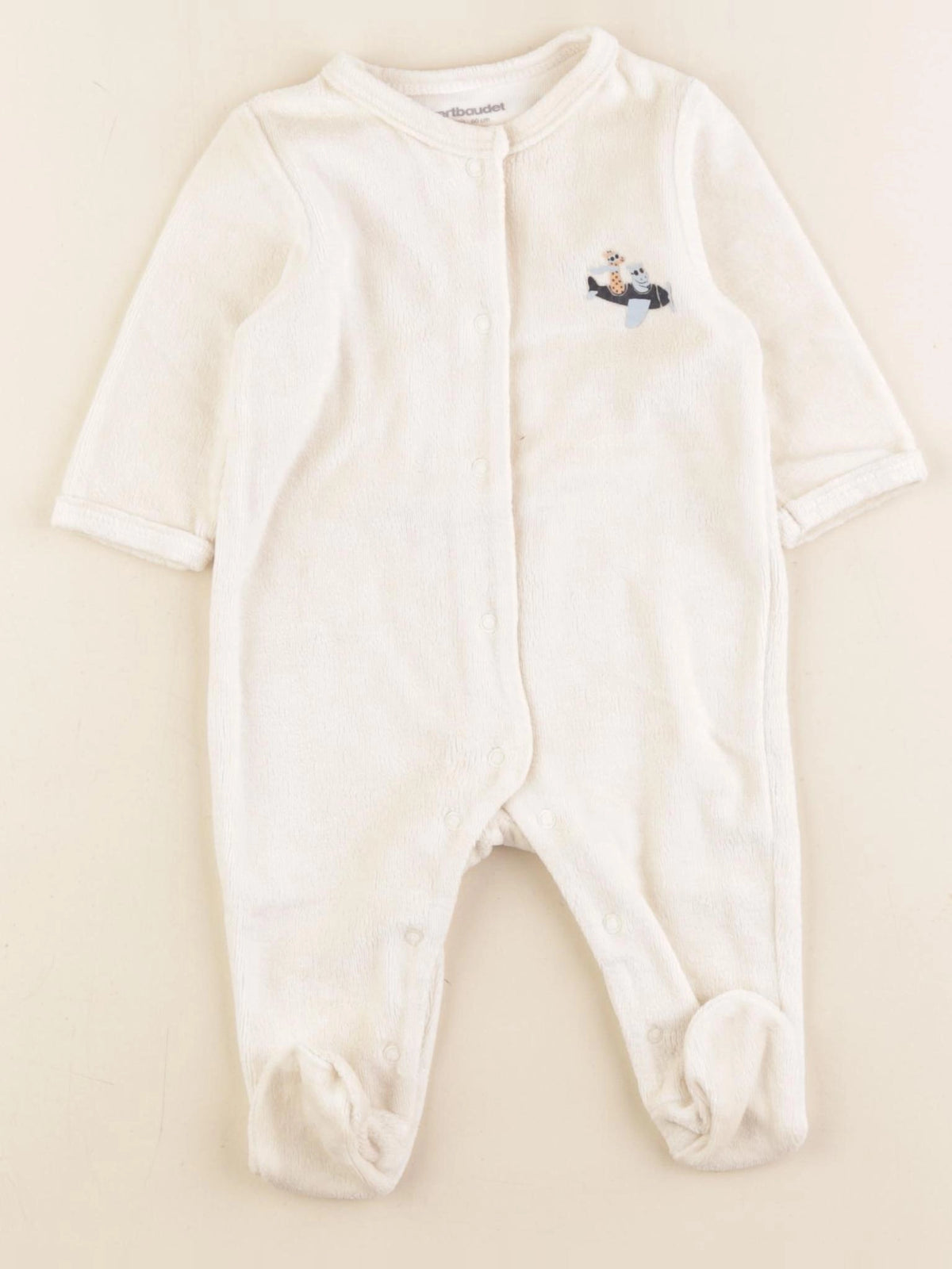 Vertbaudet - pyjama velours beige - 3 mois