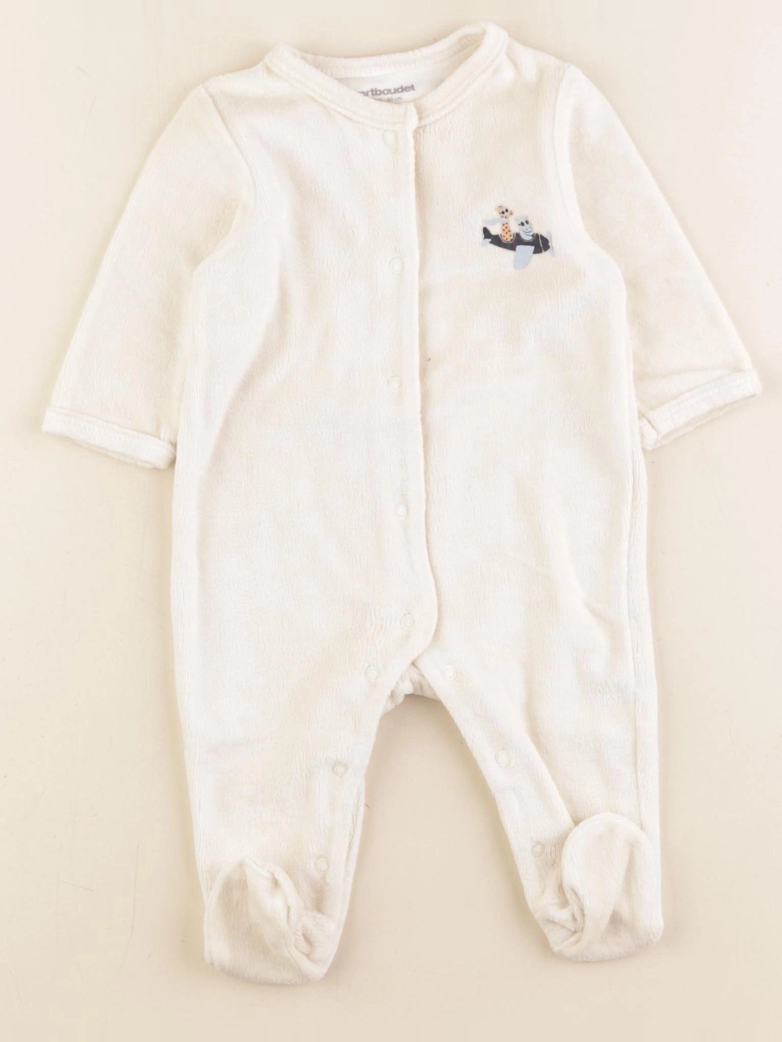 Vertbaudet - pyjama velours beige - 3 mois