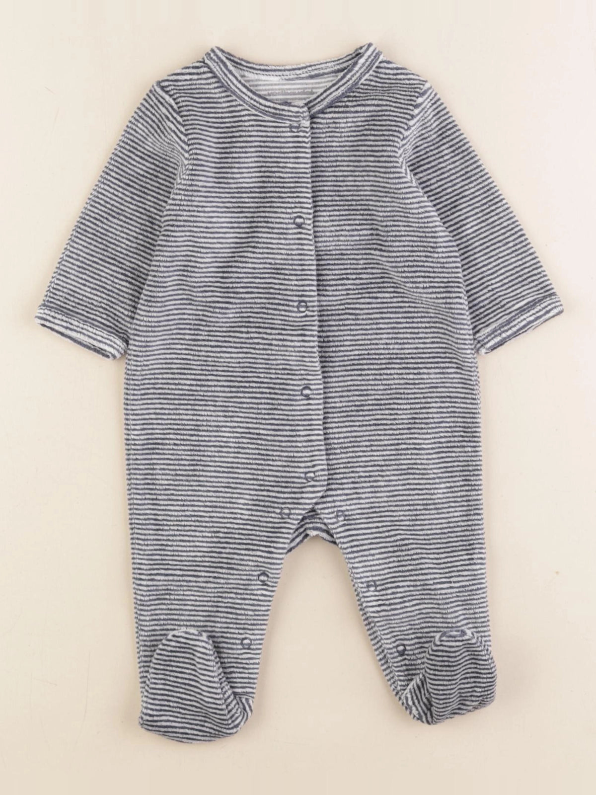 Vertbaudet - pyjama velours blanc, bleu - 3 mois